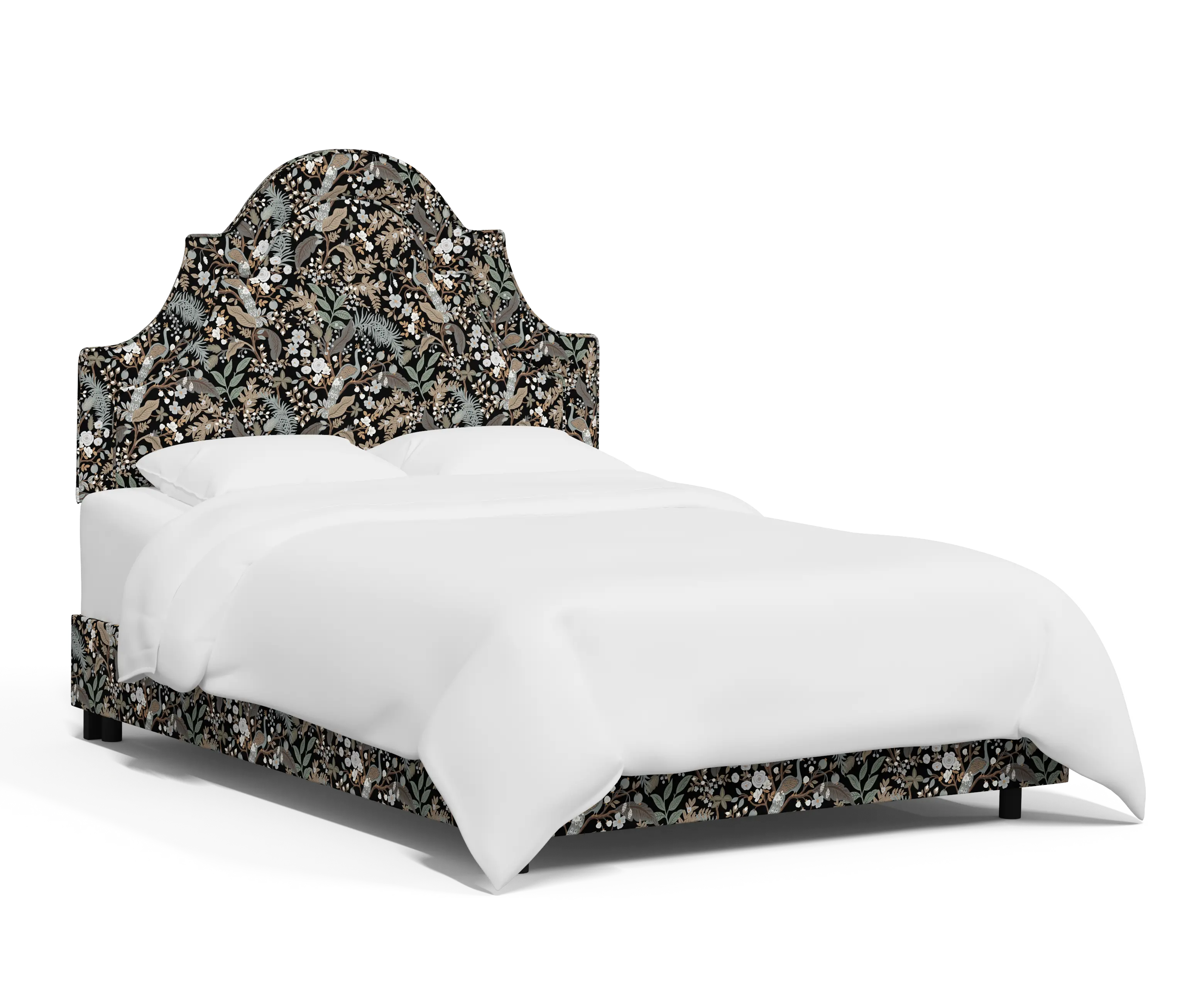 RPC183BEDRPCPCBLKLCB Rifle Paper Co Belmont Peacock Black King Bed-1