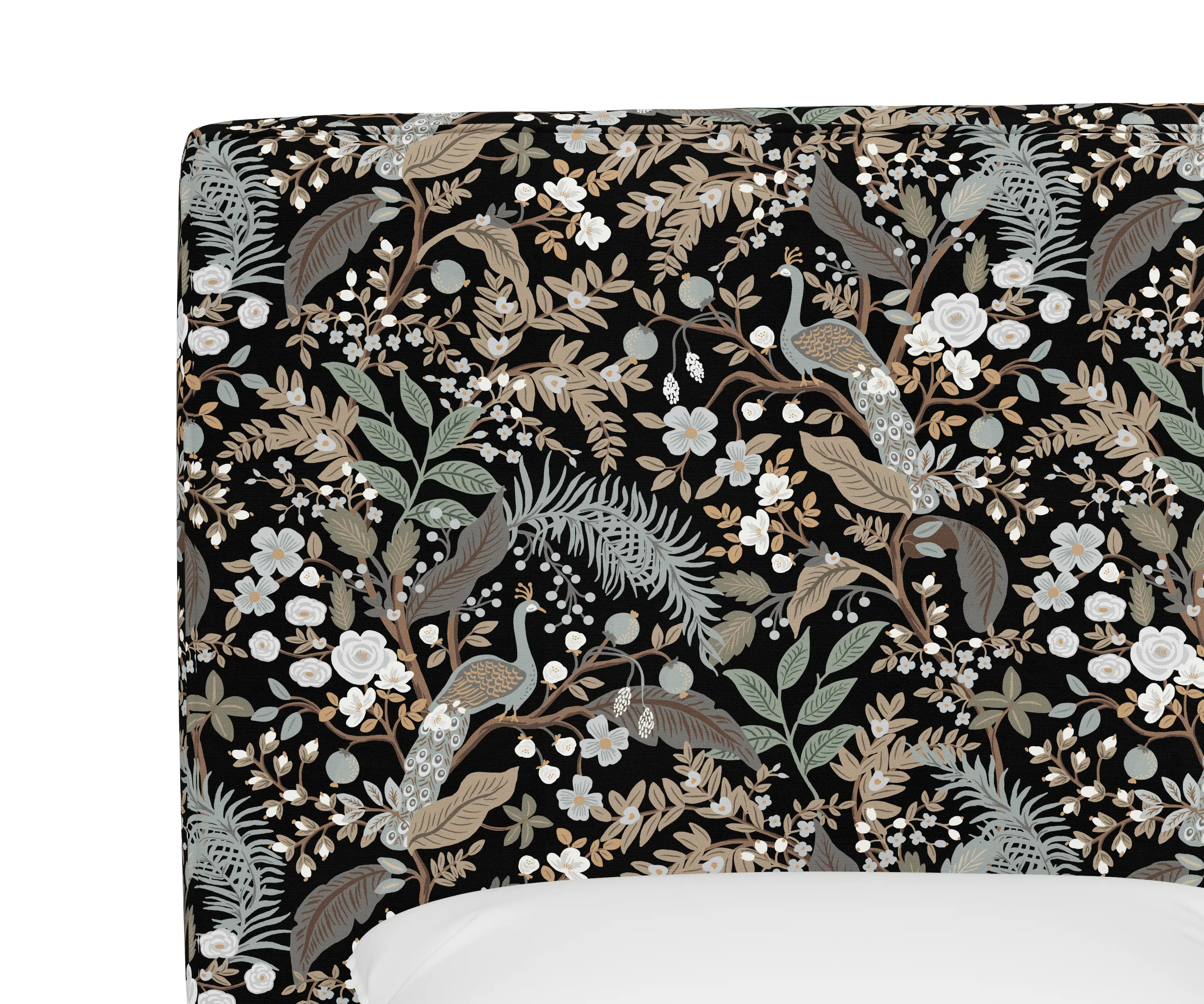 RPC480TRPCPCBLKLCB Rifle Paper Co Fairbanks Peacock Black Twin Headboard-4