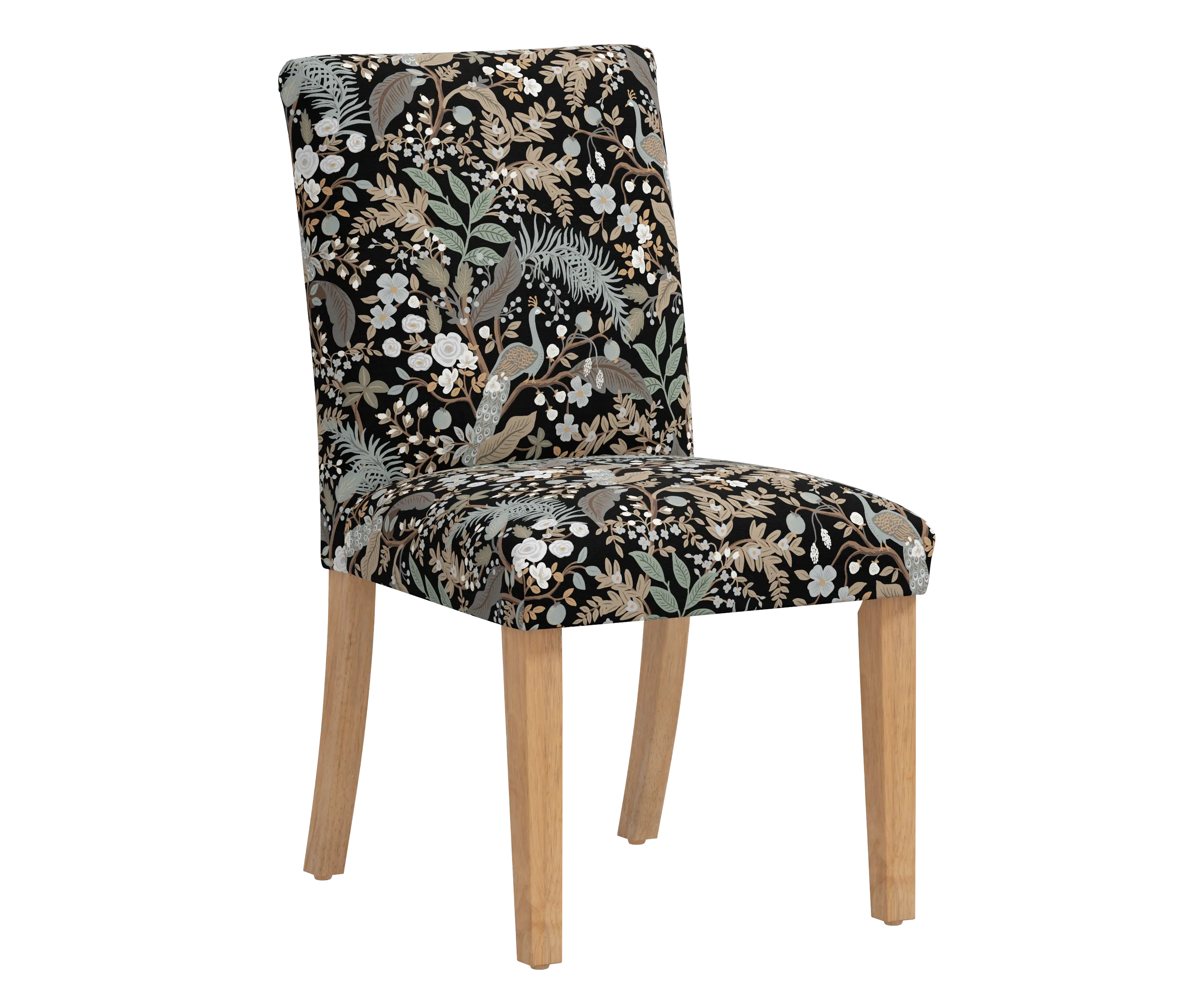 RPC63-6NATRPCPCBLKLCB Rifle Paper Co Beth Peacock Black Dining Chair-1