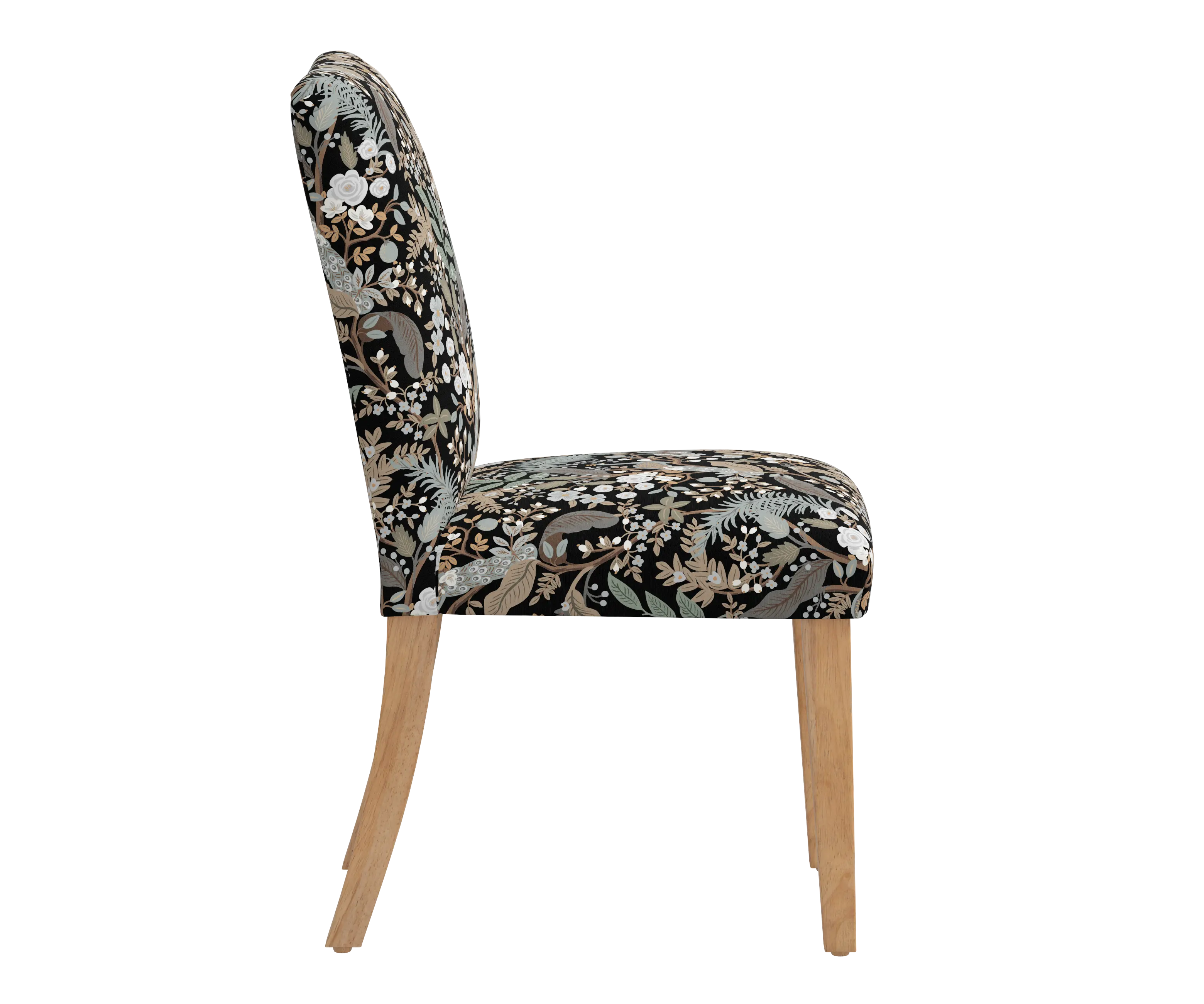 RPC63-6NATRPCPCBLKLCB Rifle Paper Co Beth Peacock Black Dining Chair-2