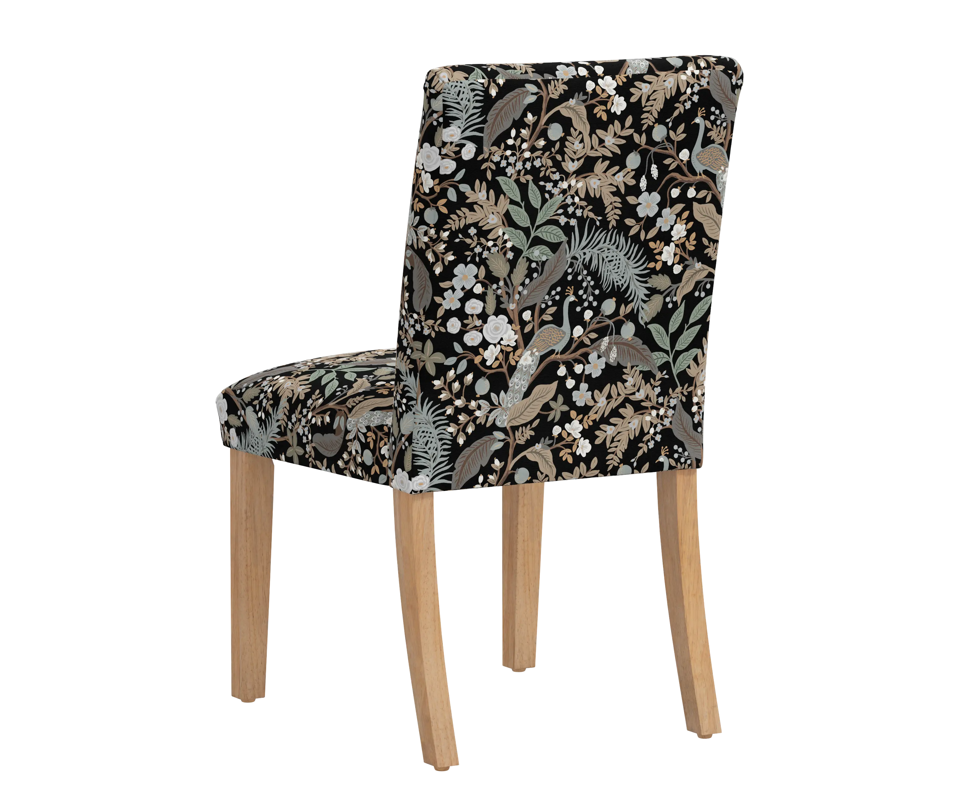 RPC63-6NATRPCPCBLKLCB Rifle Paper Co Beth Peacock Black Dining Chair-3