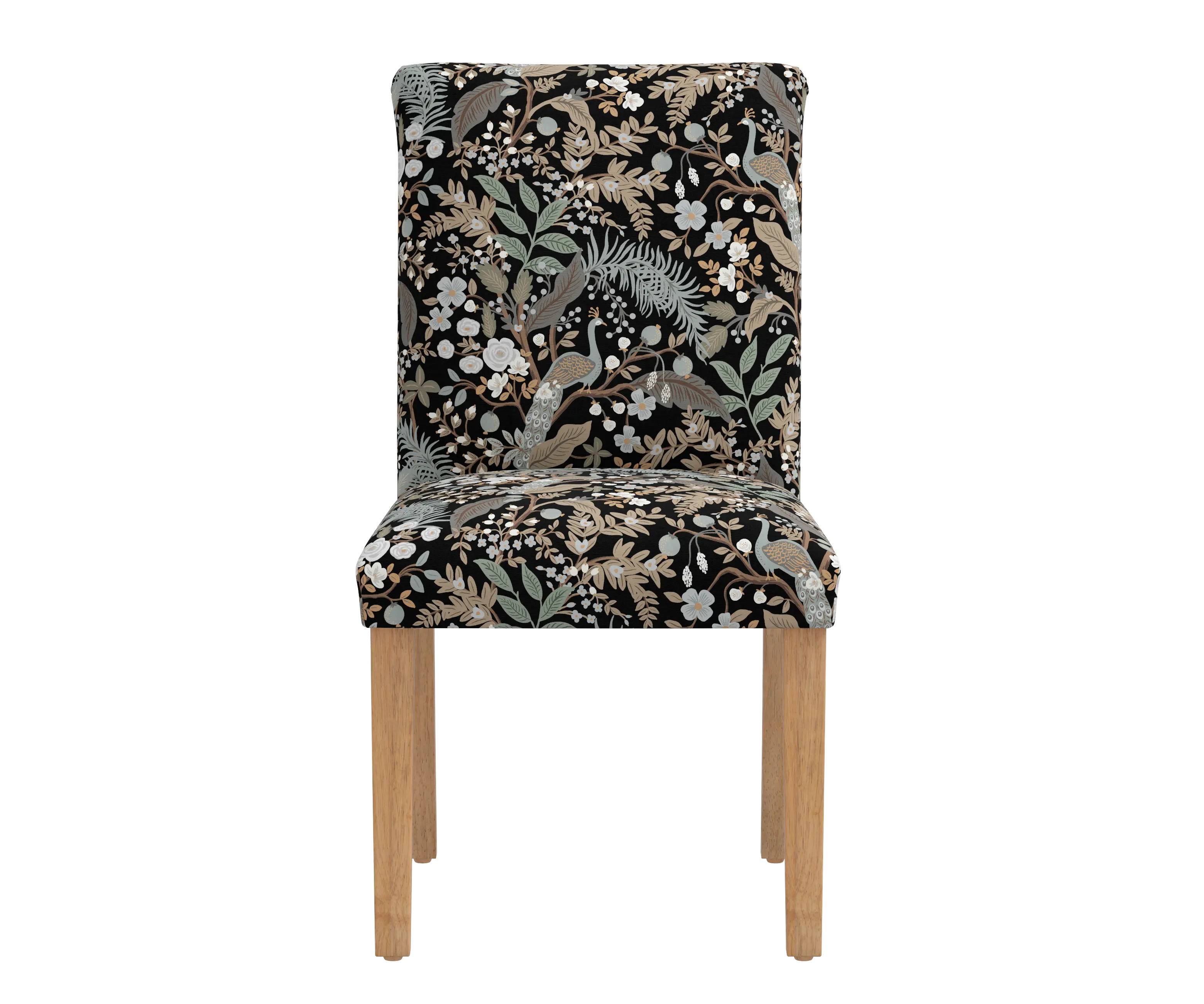 RPC63-6NATRPCPCBLKLCB Rifle Paper Co Beth Peacock Black Dining Chair-4