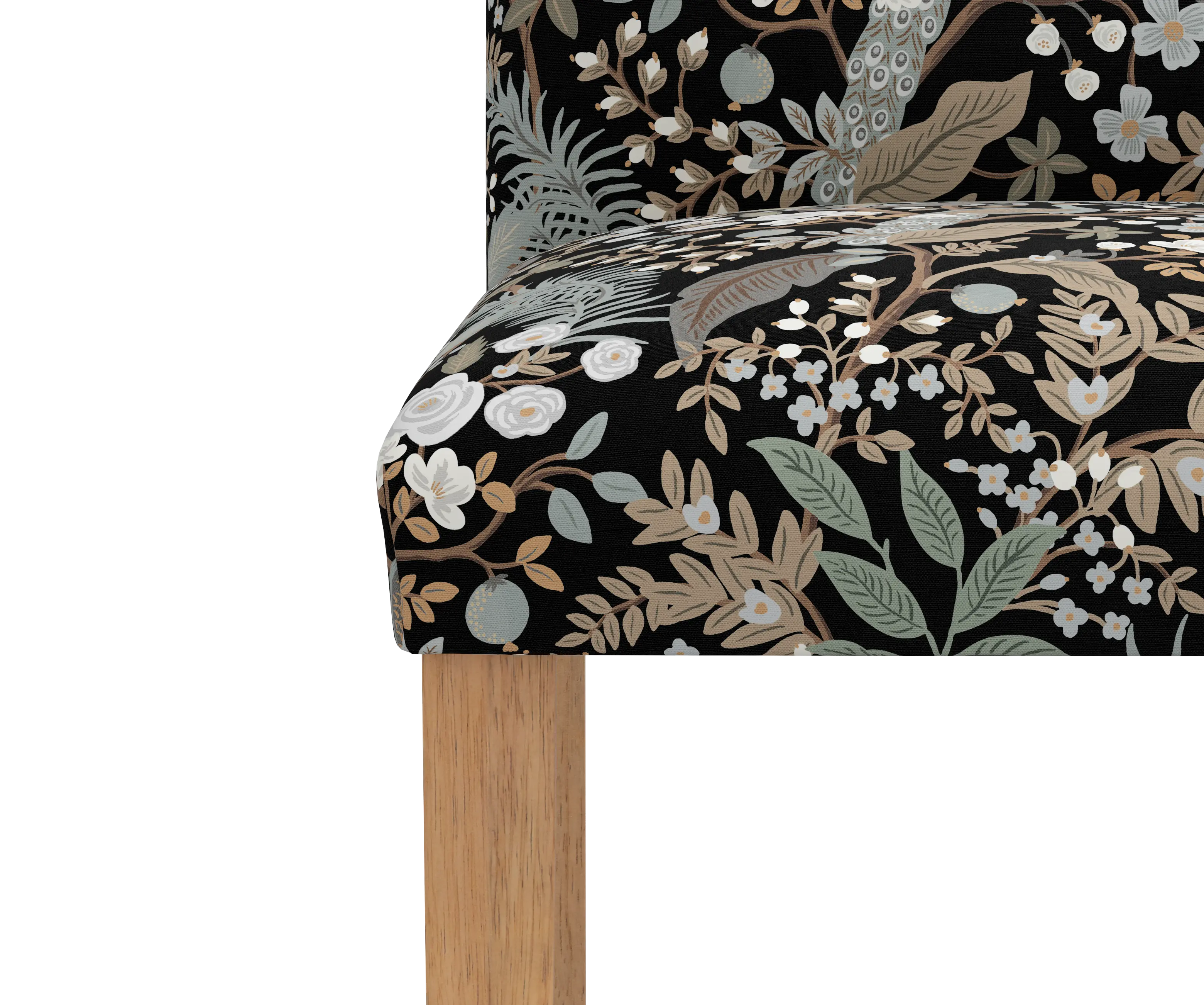 RPC63-6NATRPCPCBLKLCB Rifle Paper Co Beth Peacock Black Dining Chair-5