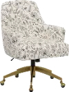 RPC78-9GLDRPCAVBLKCRMLCB Rifle Paper Co Yvette Aviary Black and Cream Office Chair with Gold Base