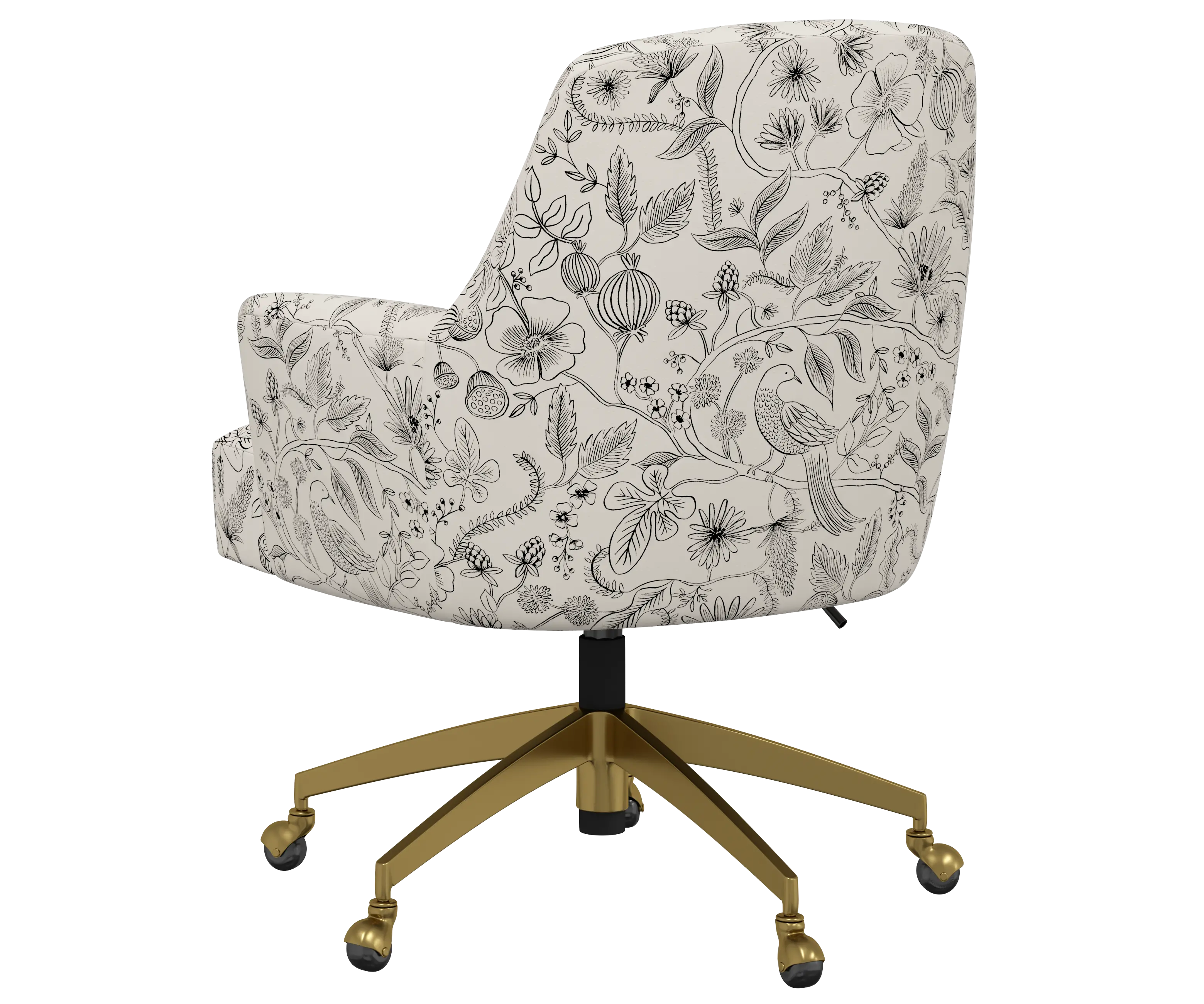 RPC78-9GLDRPCAVBLKCRMLCB Rifle Paper Co Yvette Aviary Black and Cream Office Chair with Gold Base-4