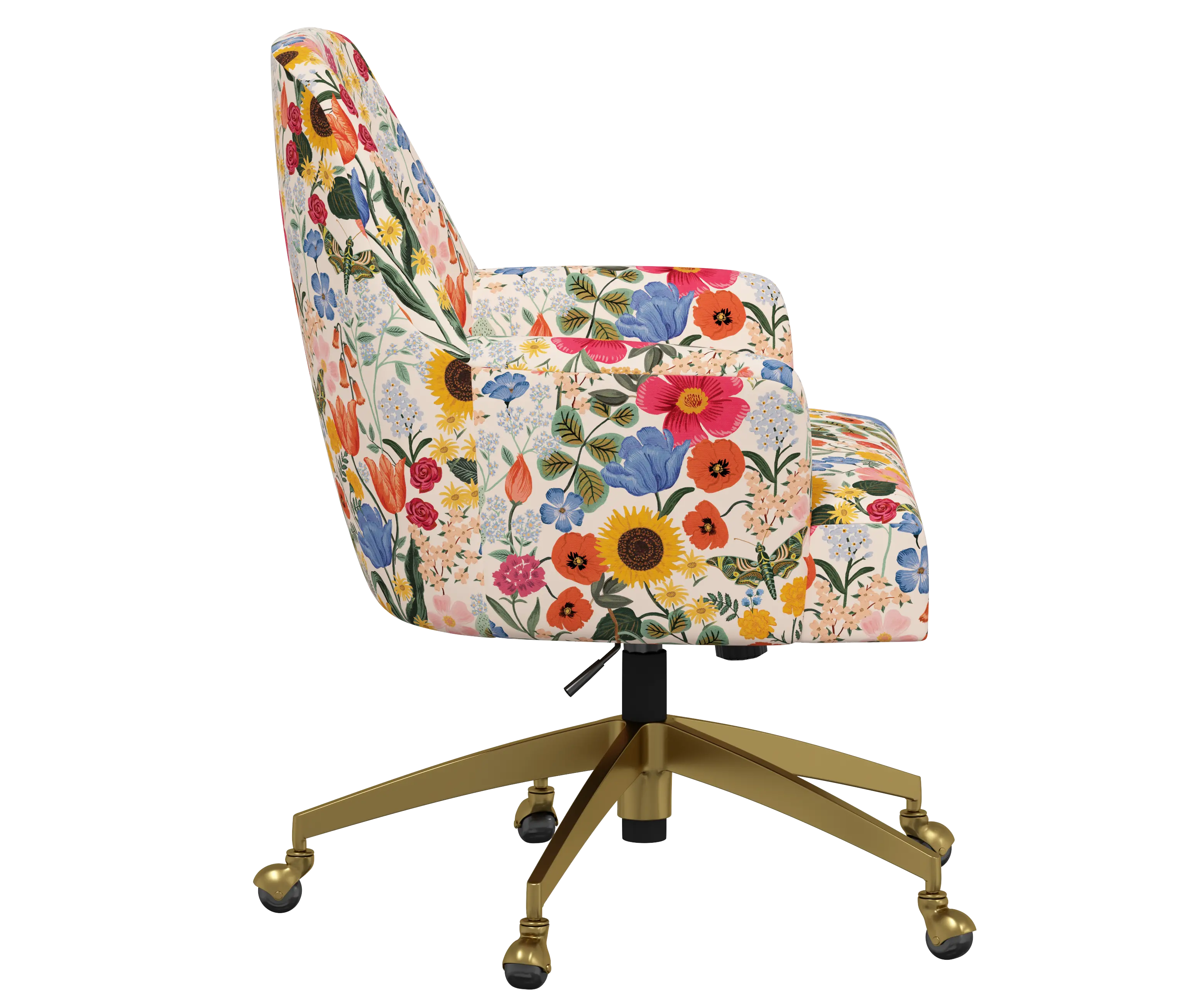 RPC78-9GLDRPCBLSBLSLCB Rifle Paper Co Yvette Blossom Blush Office Chair with Gold Base-3