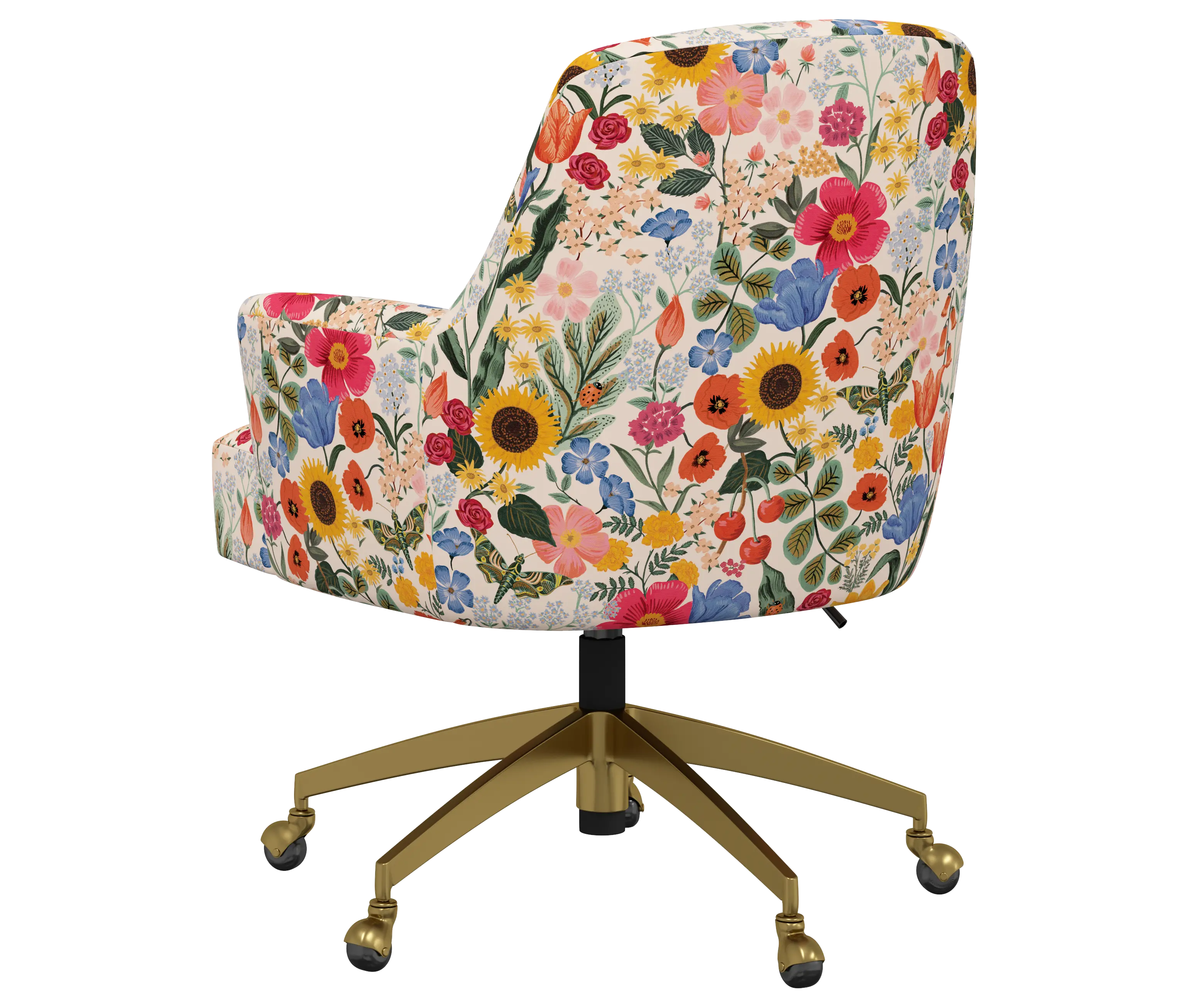 RPC78-9GLDRPCBLSBLSLCB Rifle Paper Co Yvette Blossom Blush Office Chair with Gold Base-4