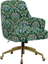 RPC78-9GLDRPCBREMRLCB Rifle Paper Co Yvette Bramble Emerald Office Chair with Gold Base