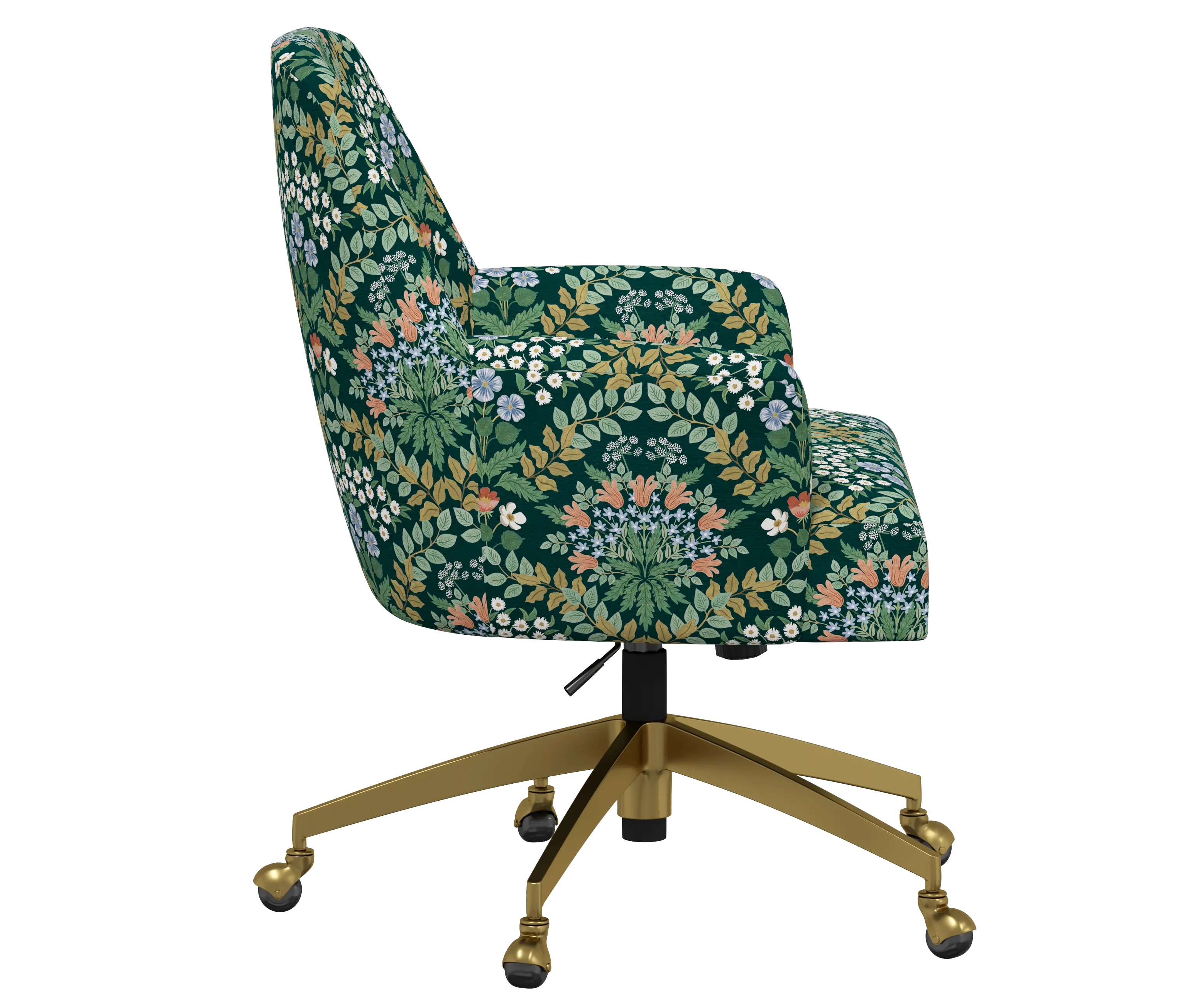 RPC78-9GLDRPCBREMRLCB Rifle Paper Co Yvette Bramble Emerald Office Chair with Gold Base-3