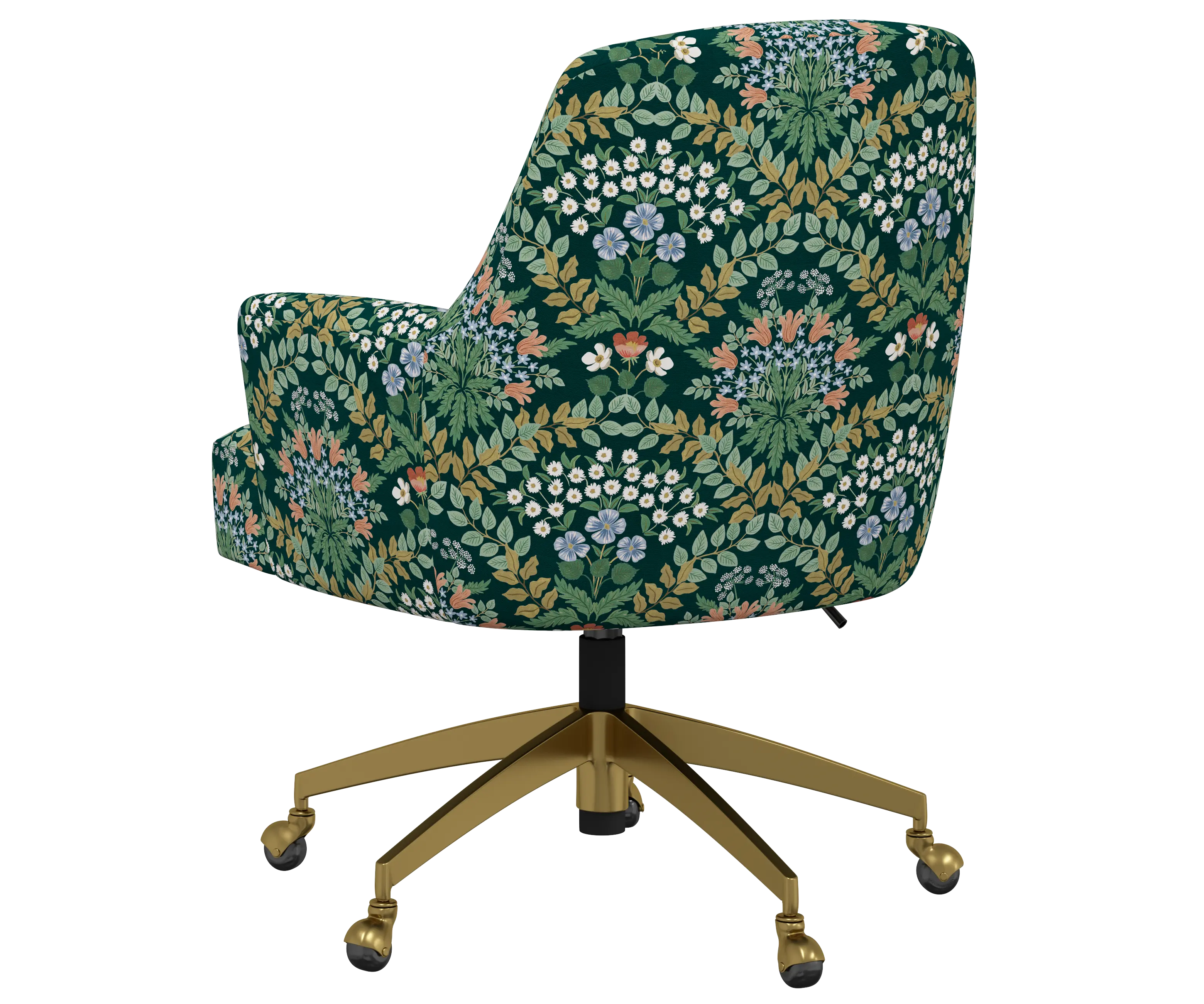 RPC78-9GLDRPCBREMRLCB Rifle Paper Co Yvette Bramble Emerald Office Chair with Gold Base-4