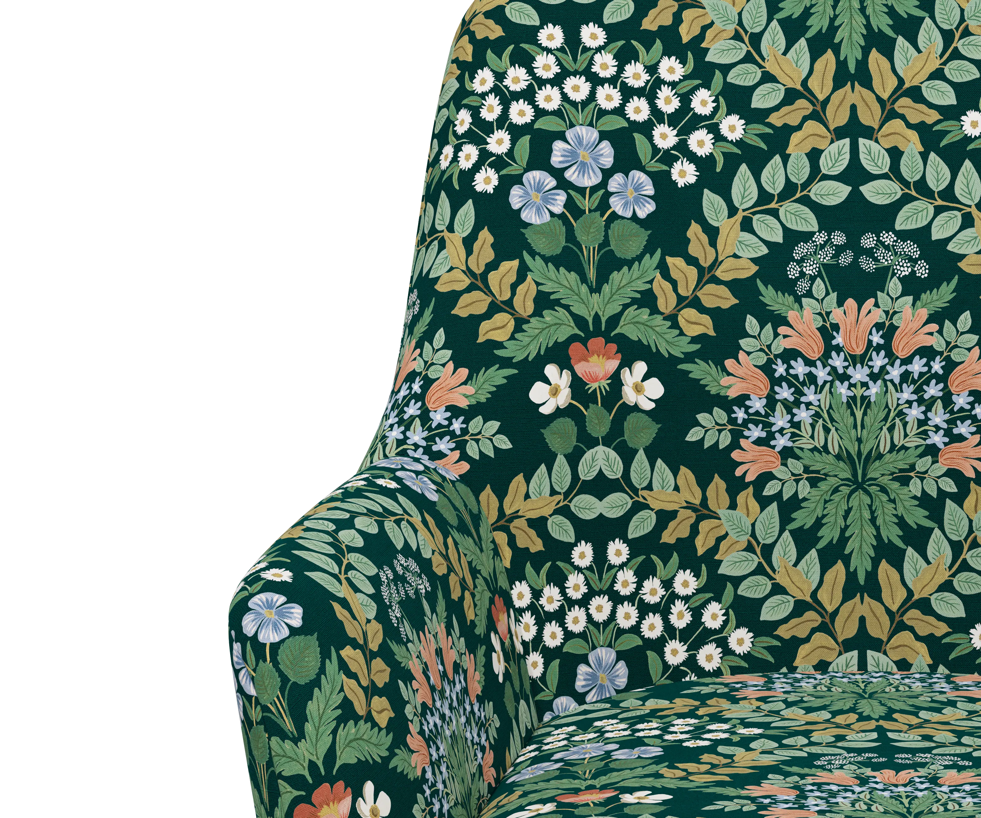 RPC78-9GLDRPCBREMRLCB Rifle Paper Co Yvette Bramble Emerald Office Chair with Gold Base-5