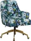 RPC78-9GLDRPCGRPRBLULCB Rifle Paper Co Yvette Garden Party Blue Office Chair with Gold Base
