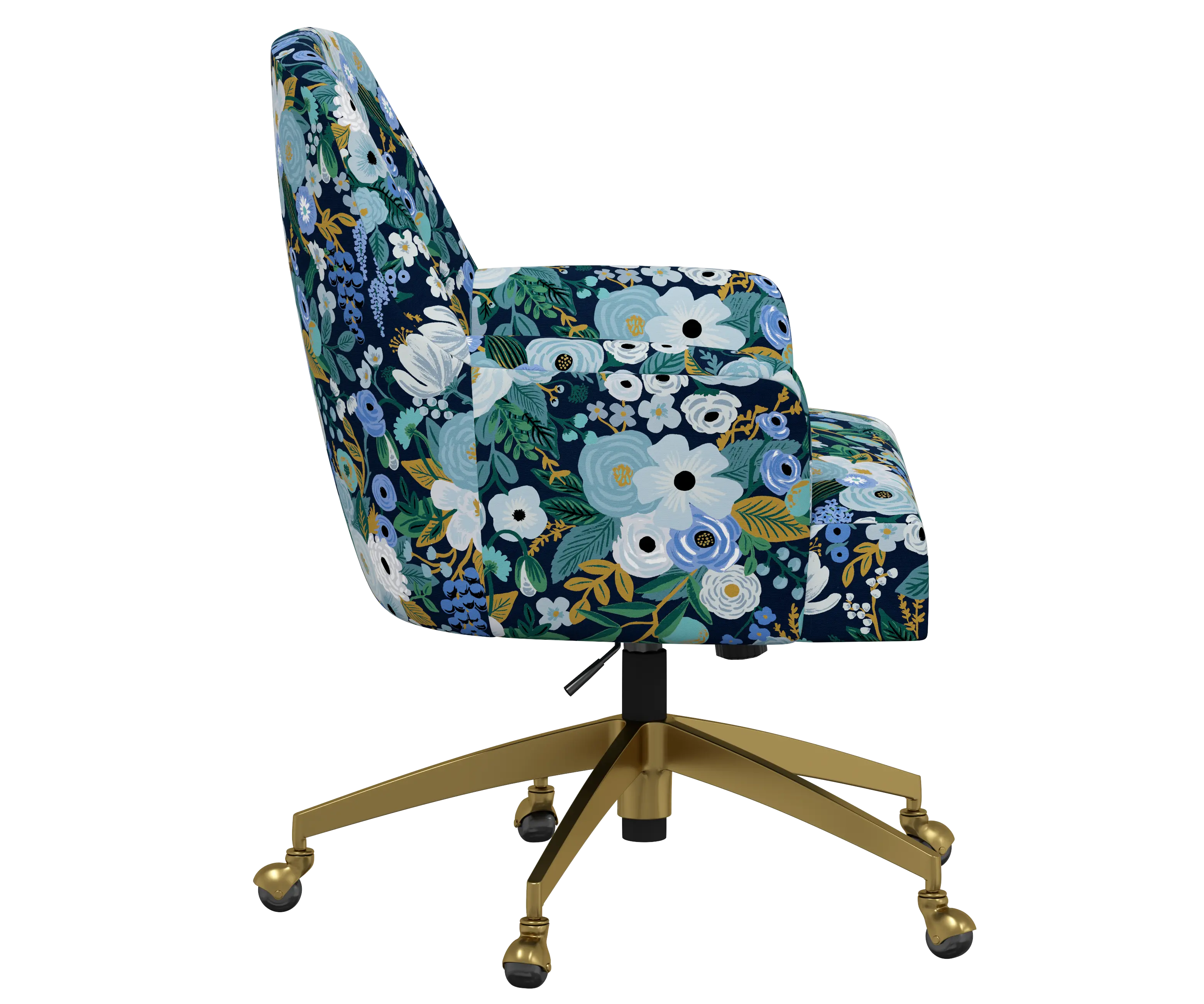 RPC78-9GLDRPCGRPRBLULCB Rifle Paper Co Yvette Garden Party Blue Office Chair with Gold Base-3