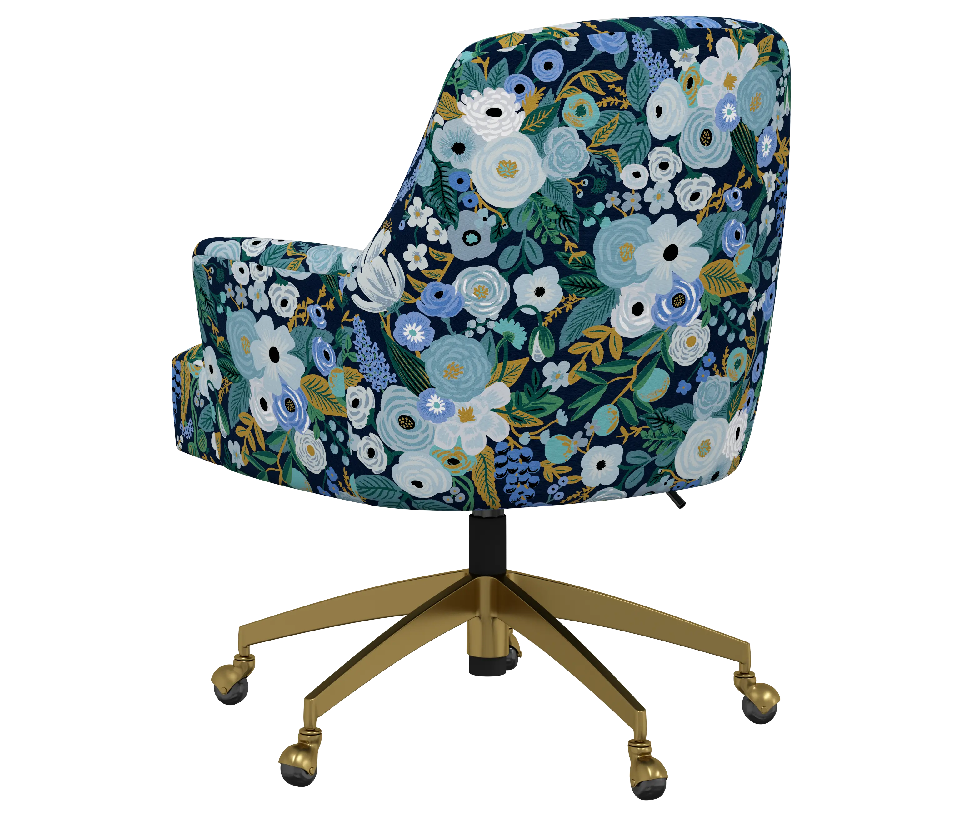 RPC78-9GLDRPCGRPRBLULCB Rifle Paper Co Yvette Garden Party Blue Office Chair with Gold Base-4
