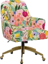 RPC78-9GLDRPCGRPRTLCB Rifle Paper Co Yvette Garden Party Pink Office Chair with Gold Base