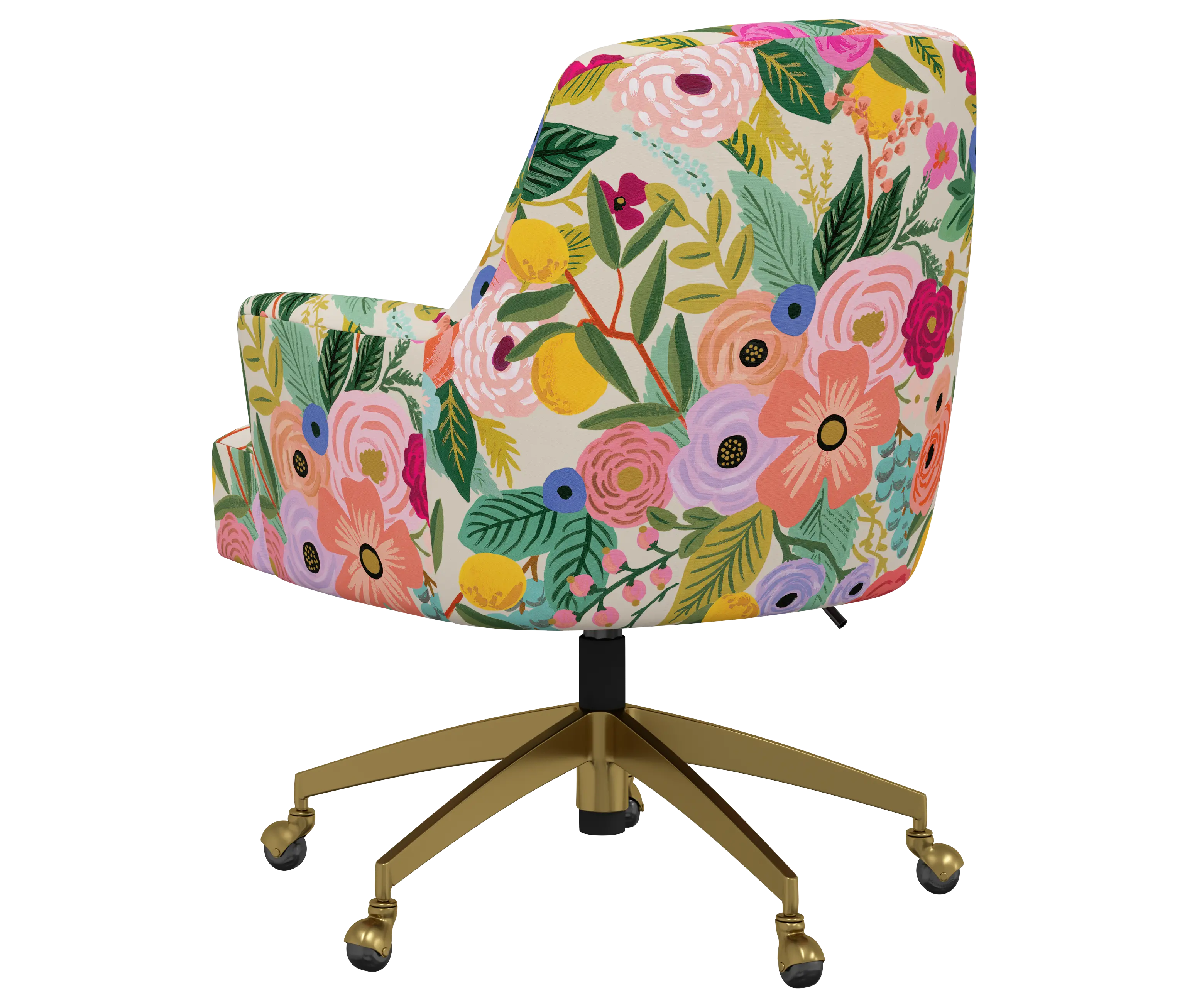 RPC78-9GLDRPCGRPRTLCB Rifle Paper Co Yvette Garden Party Pink Office Chair with Gold Base-4