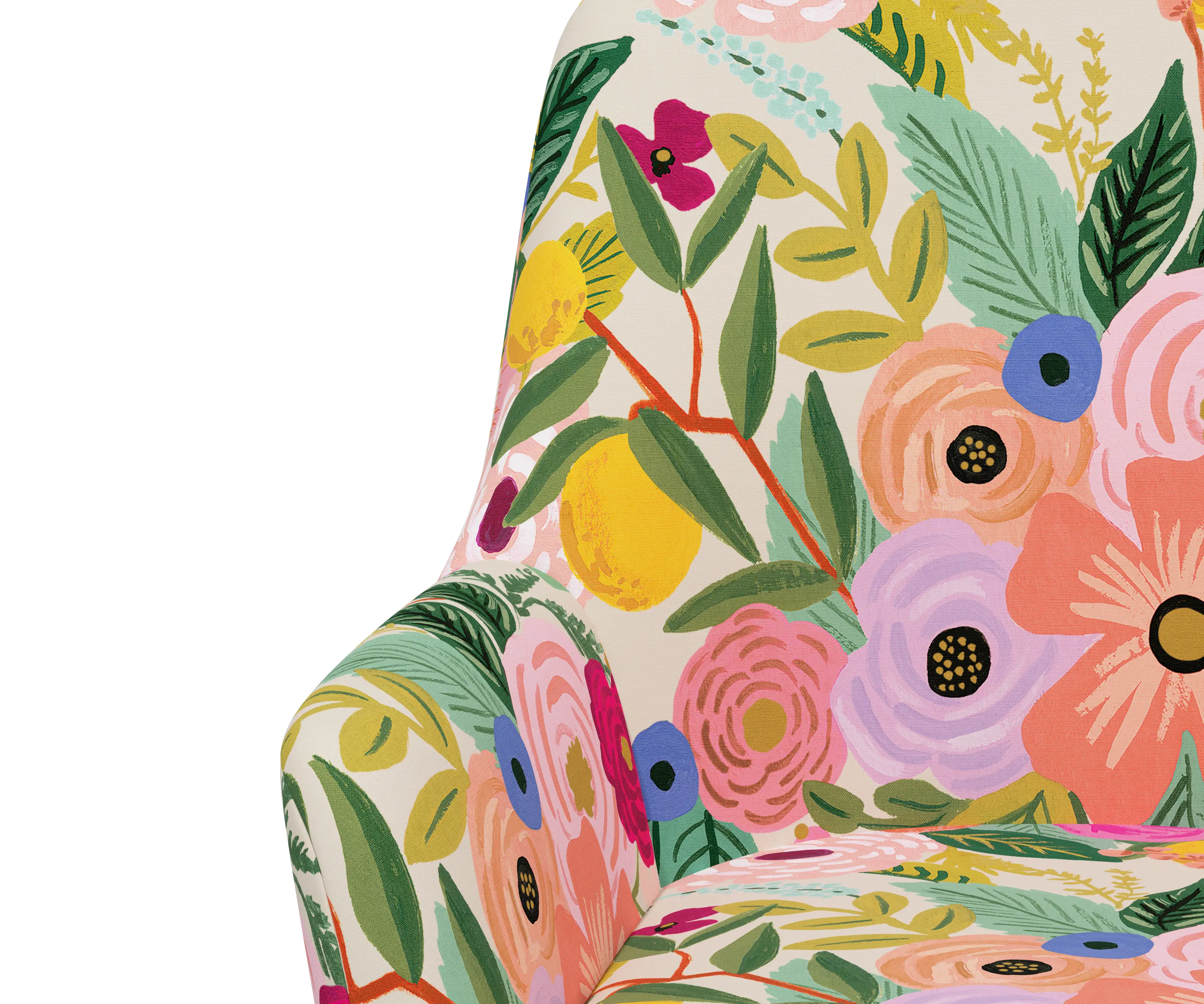 RPC78-9GLDRPCGRPRTLCB Rifle Paper Co Yvette Garden Party Pink Office Chair with Gold Base-5