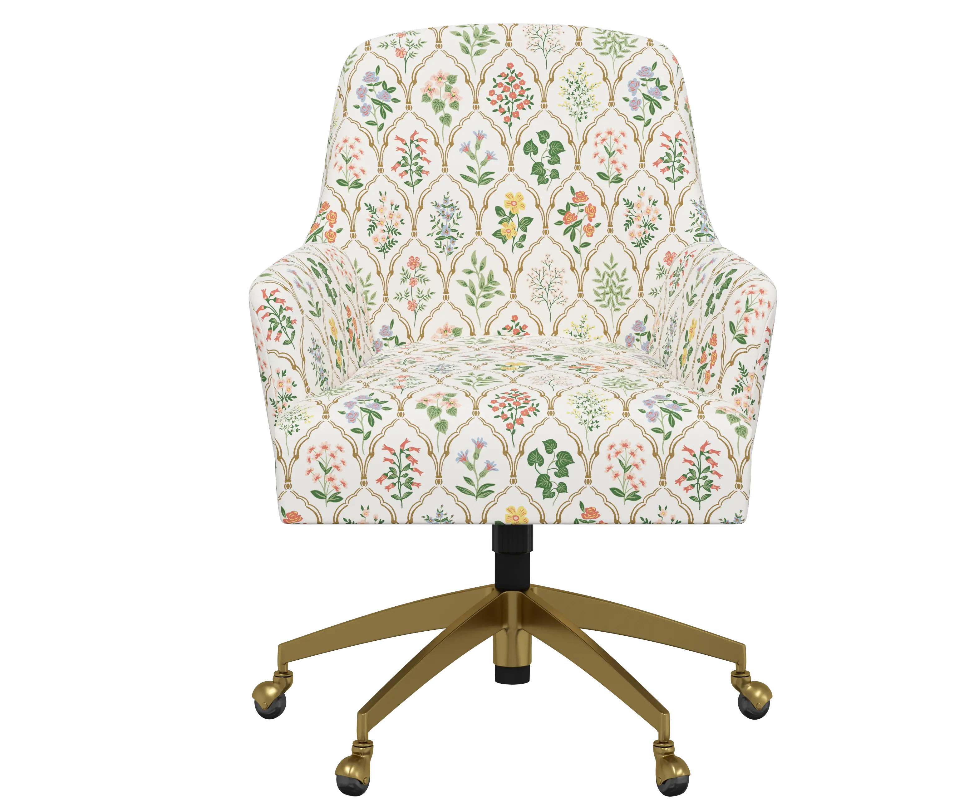 RPC78-9GLDRPCHWTMLTLCB Rifle Paper Co Yvette Hawthorne Multi Office Chair with Gold Base-1