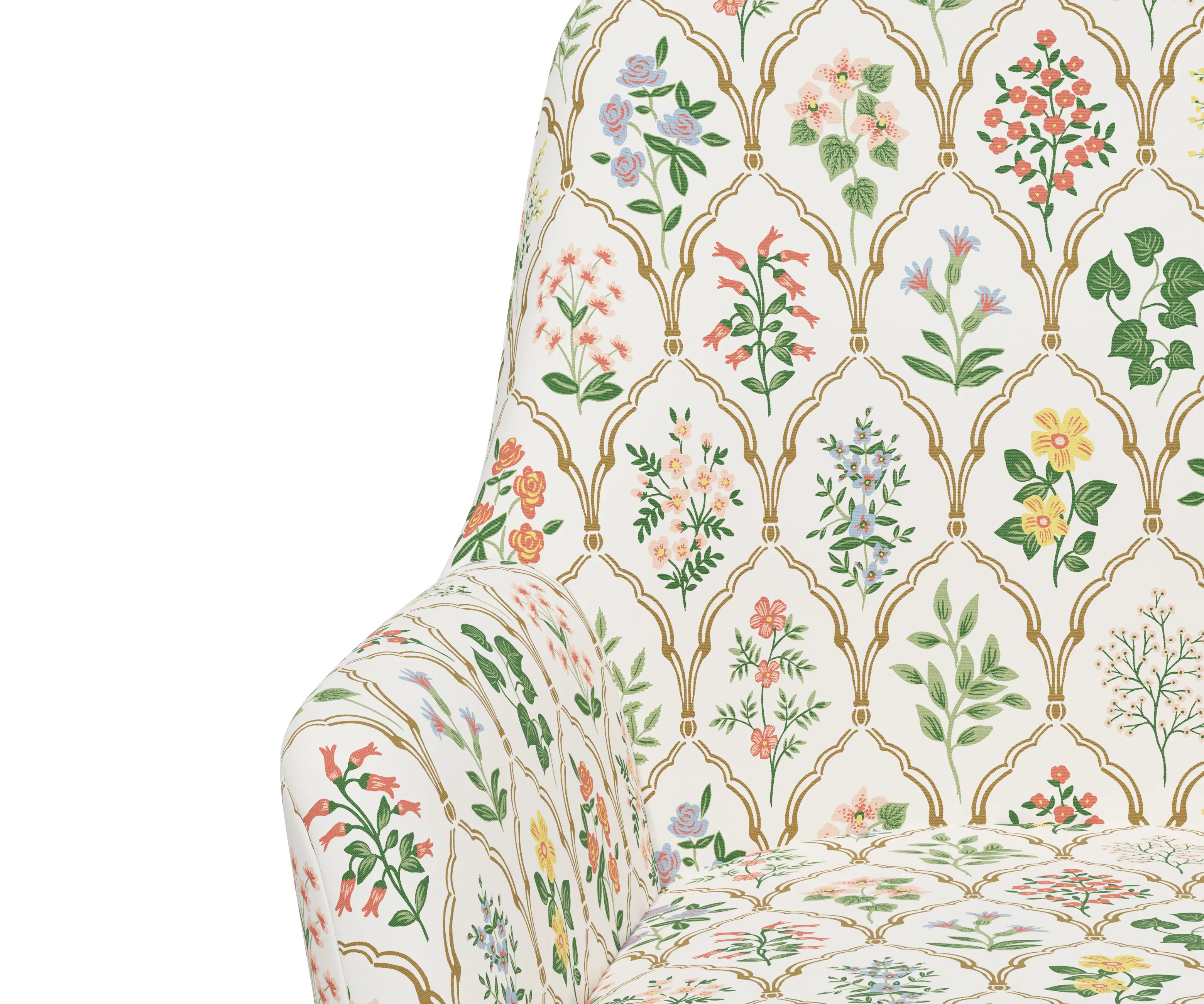 RPC78-9GLDRPCHWTMLTLCB Rifle Paper Co Yvette Hawthorne Multi Office Chair with Gold Base-5