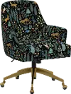 RPC78-9GLDRPCMNBLKLCB Rifle Paper Co Yvette Menagerie Black Office Chair with Gold Base