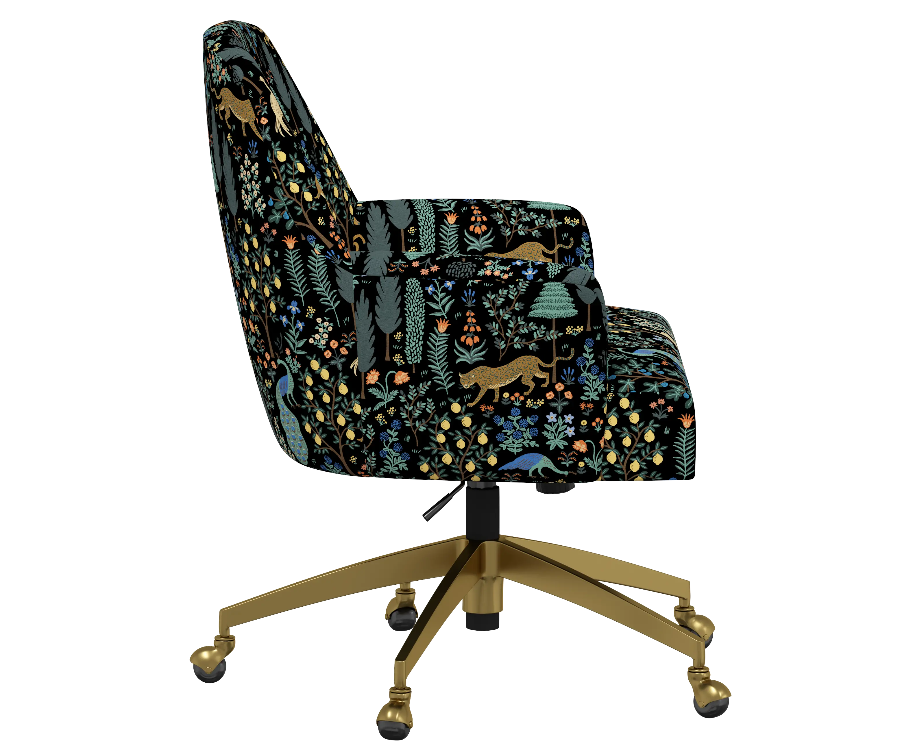 RPC78-9GLDRPCMNBLKLCB Rifle Paper Co Yvette Menagerie Black Office Chair with Gold Base-3