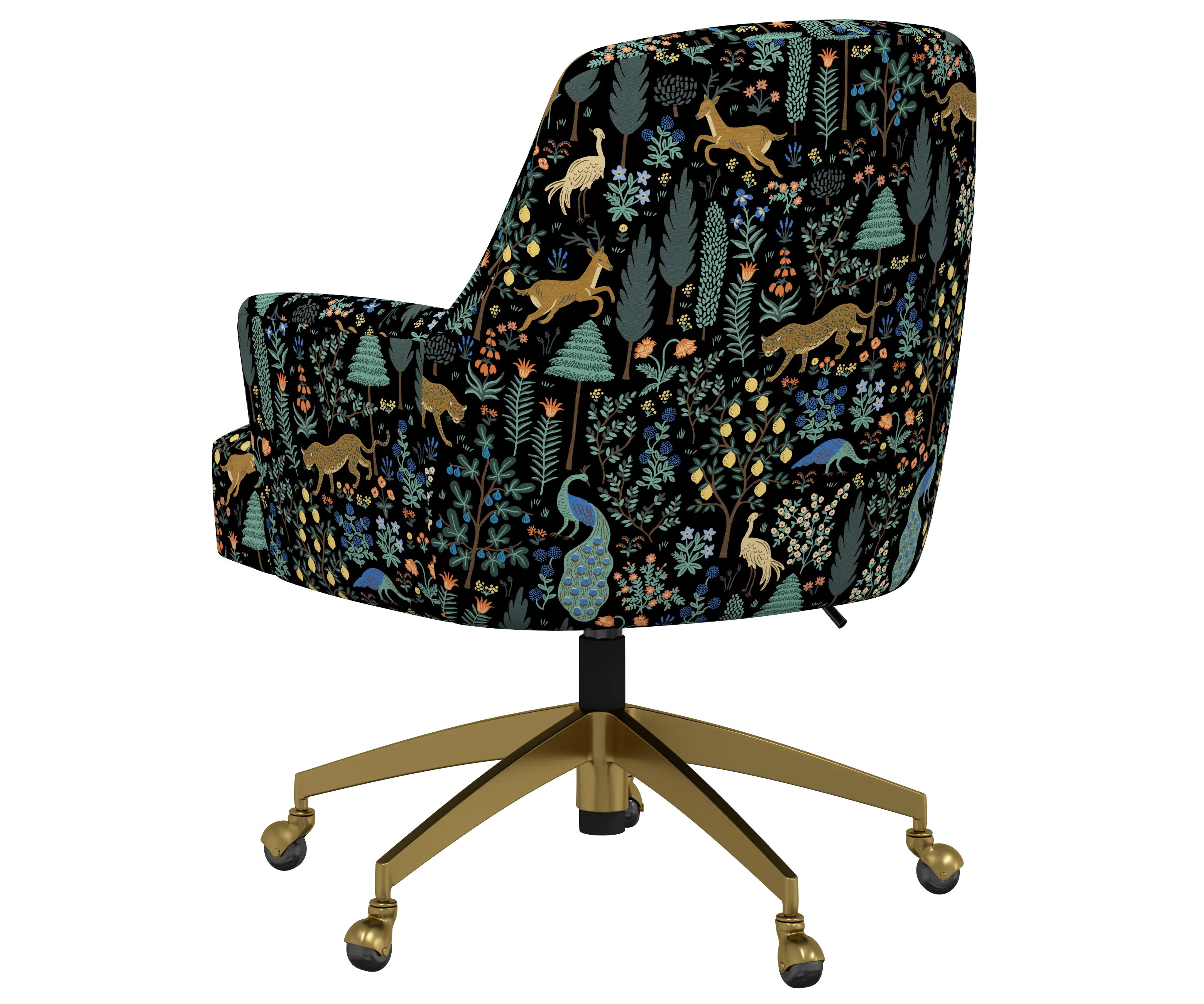 RPC78-9GLDRPCMNBLKLCB Rifle Paper Co Yvette Menagerie Black Office Chair with Gold Base-4