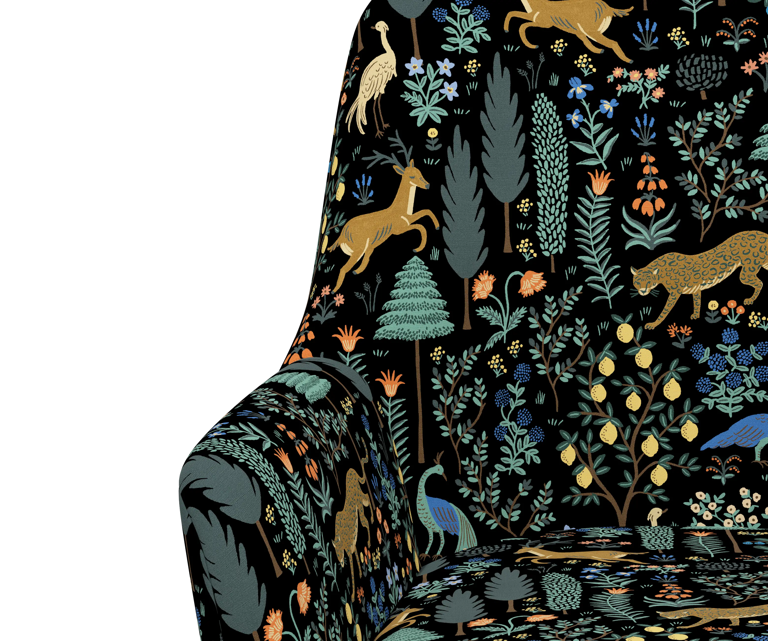 RPC78-9GLDRPCMNBLKLCB Rifle Paper Co Yvette Menagerie Black Office Chair with Gold Base-5