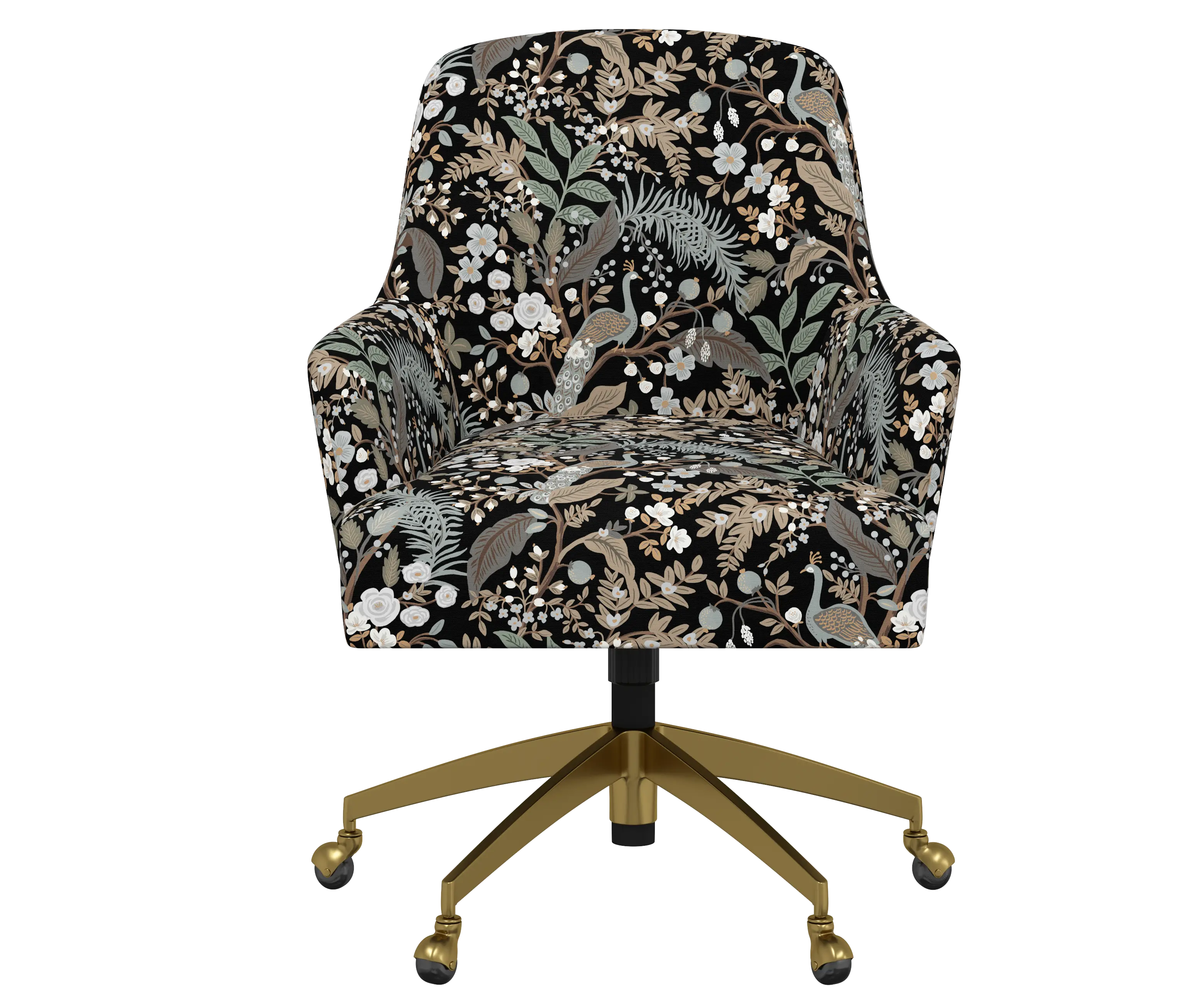 RPC78-9GLDRPCPCBLKLCB Rifle Paper Co Yvette Peacock Black Office Chair with Gold Base-1