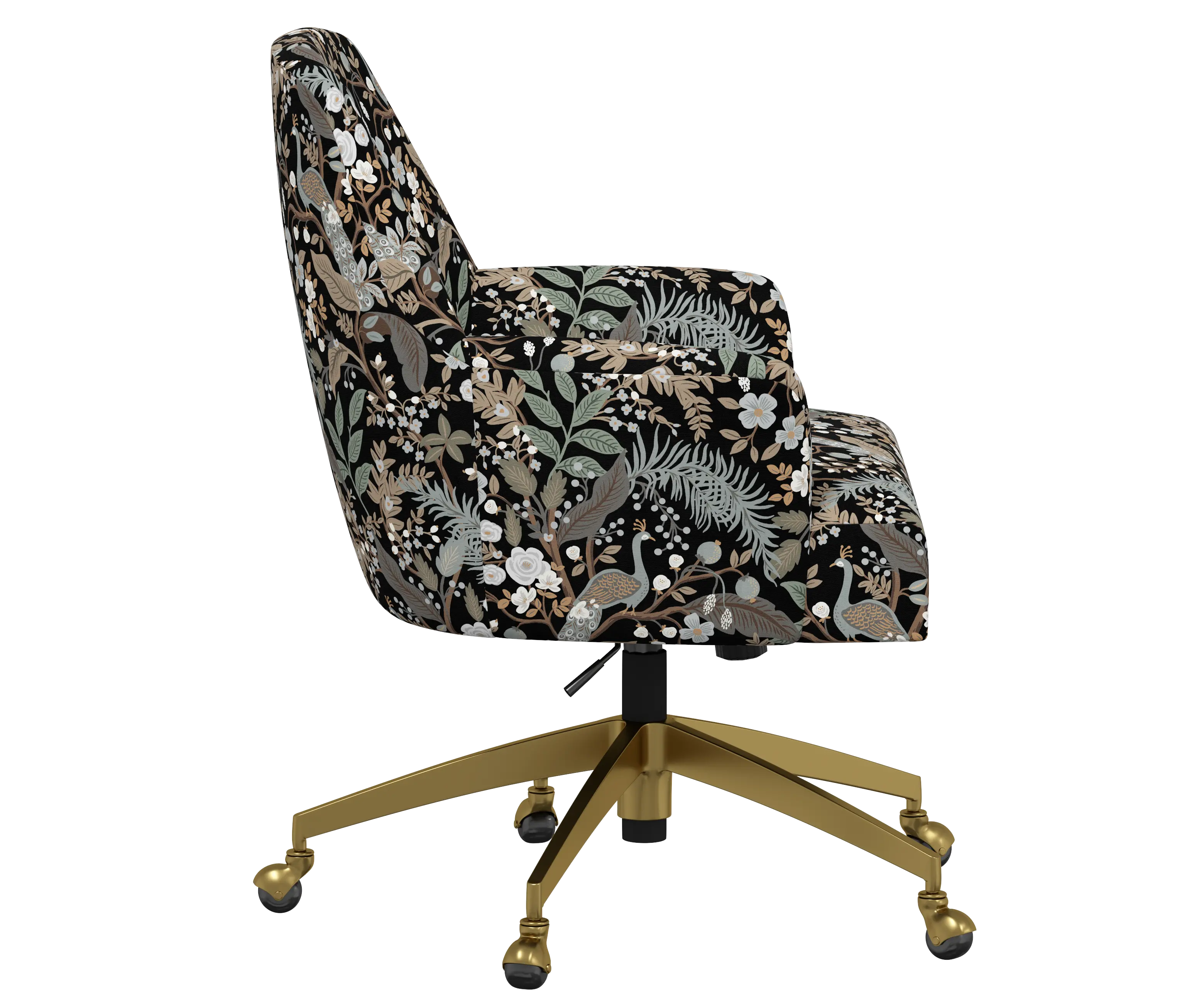 RPC78-9GLDRPCPCBLKLCB Rifle Paper Co Yvette Peacock Black Office Chair with Gold Base-4