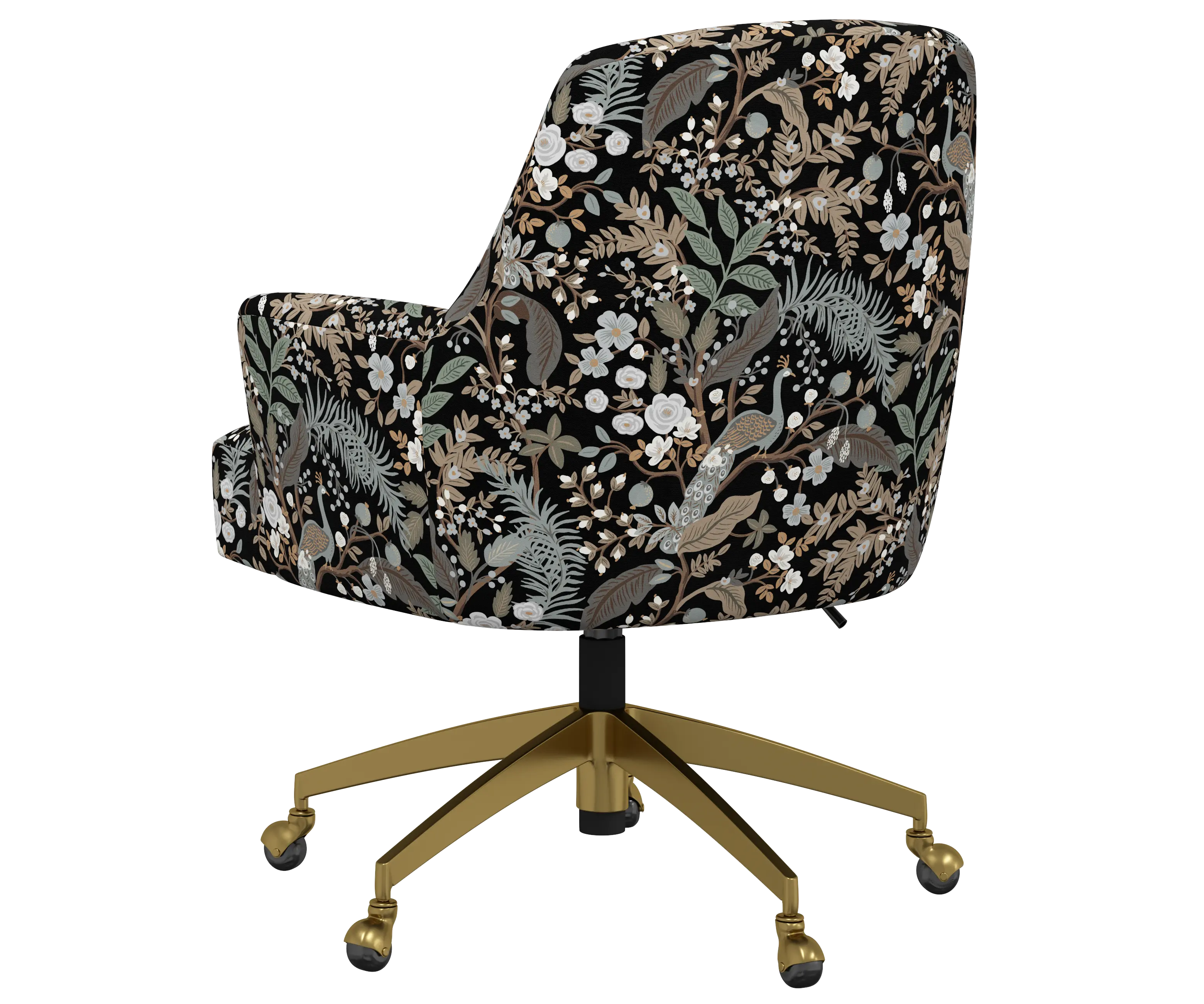 RPC78-9GLDRPCPCBLKLCB Rifle Paper Co Yvette Peacock Black Office Chair with Gold Base-5