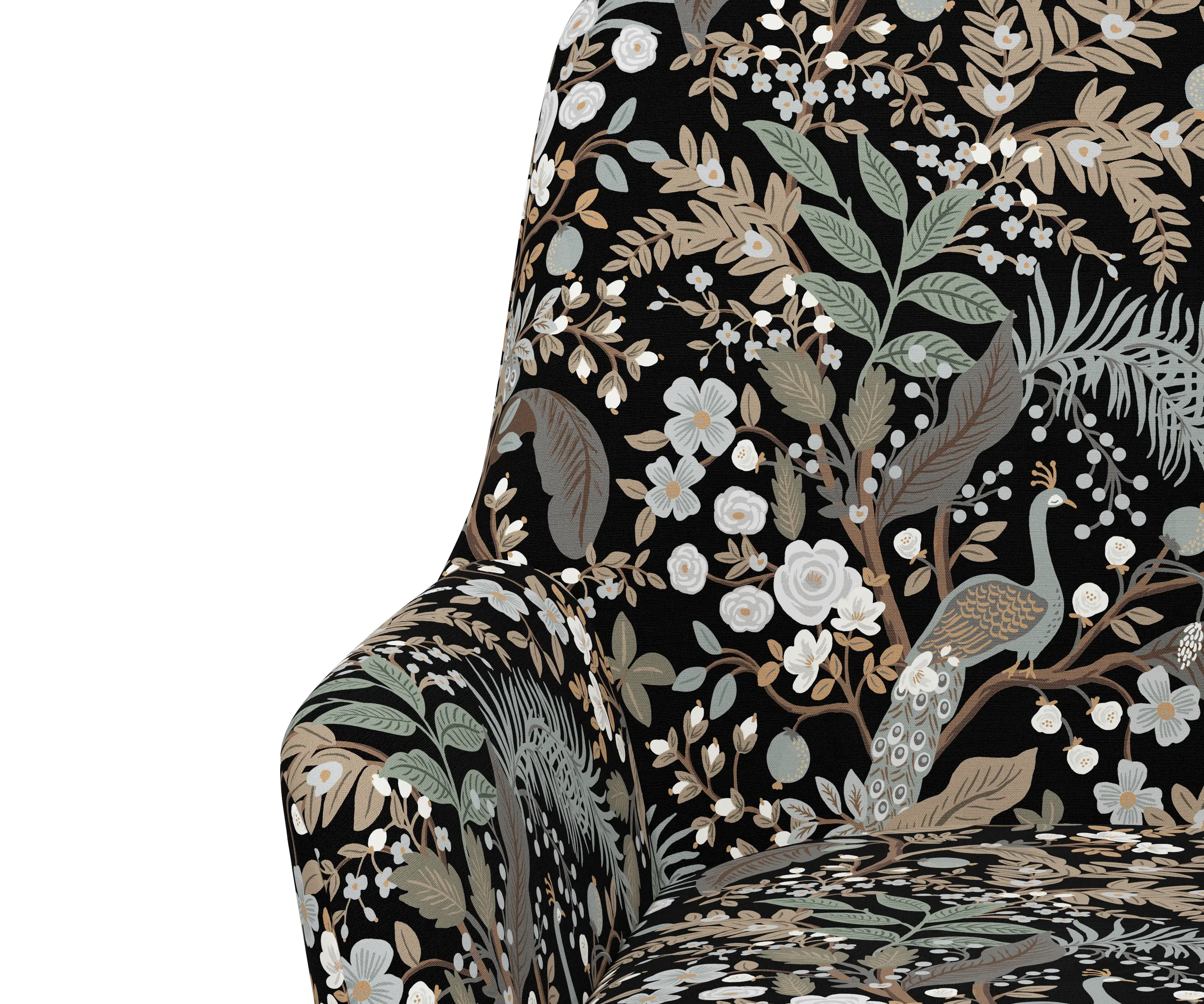 RPC78-9GLDRPCPCBLKLCB Rifle Paper Co Yvette Peacock Black Office Chair with Gold Base-6
