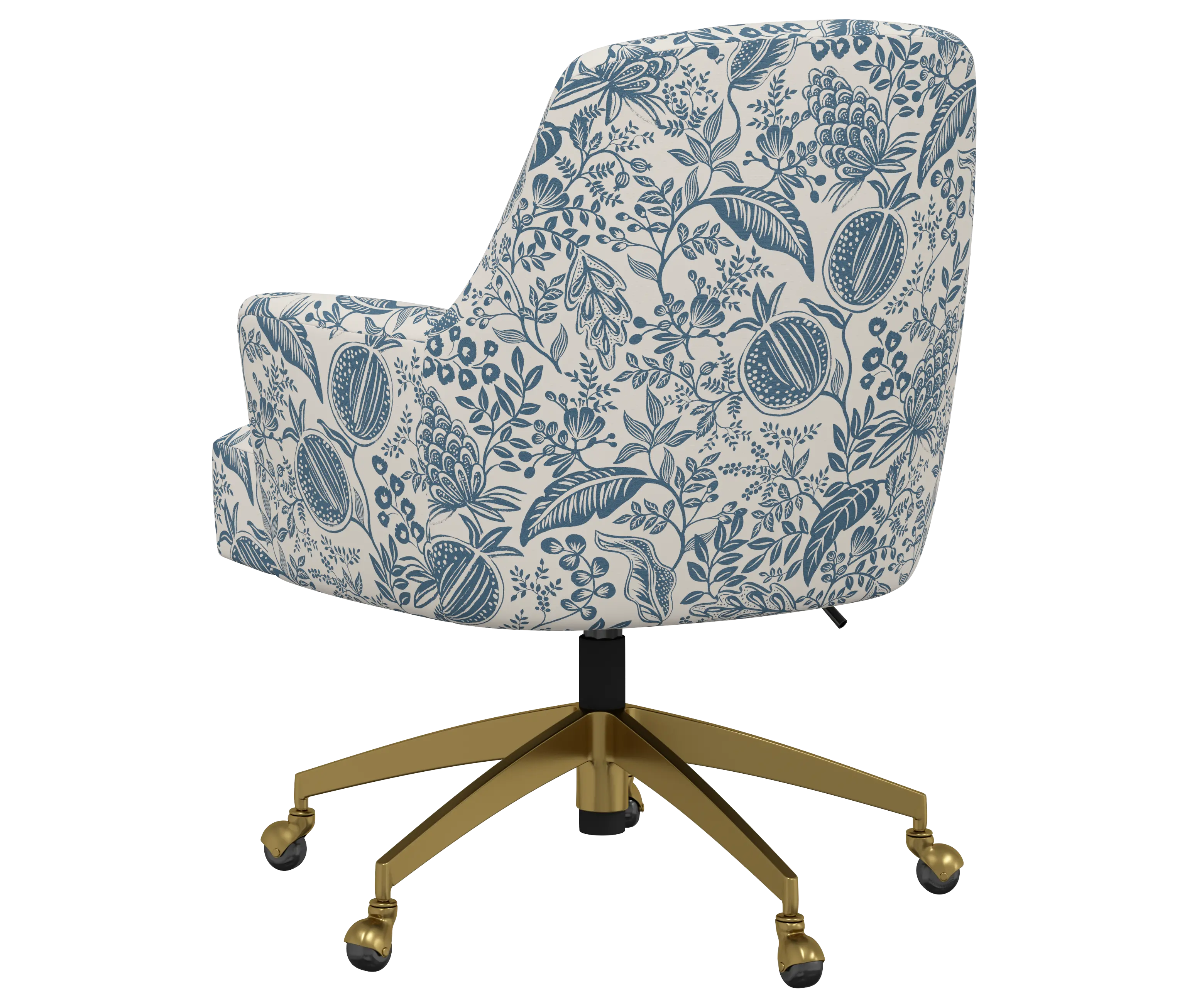 RPC78-9GLDRPCPMBLULCB Rifle Paper Co Yvette Pomegranate Blue Office Chair with Gold Base-4