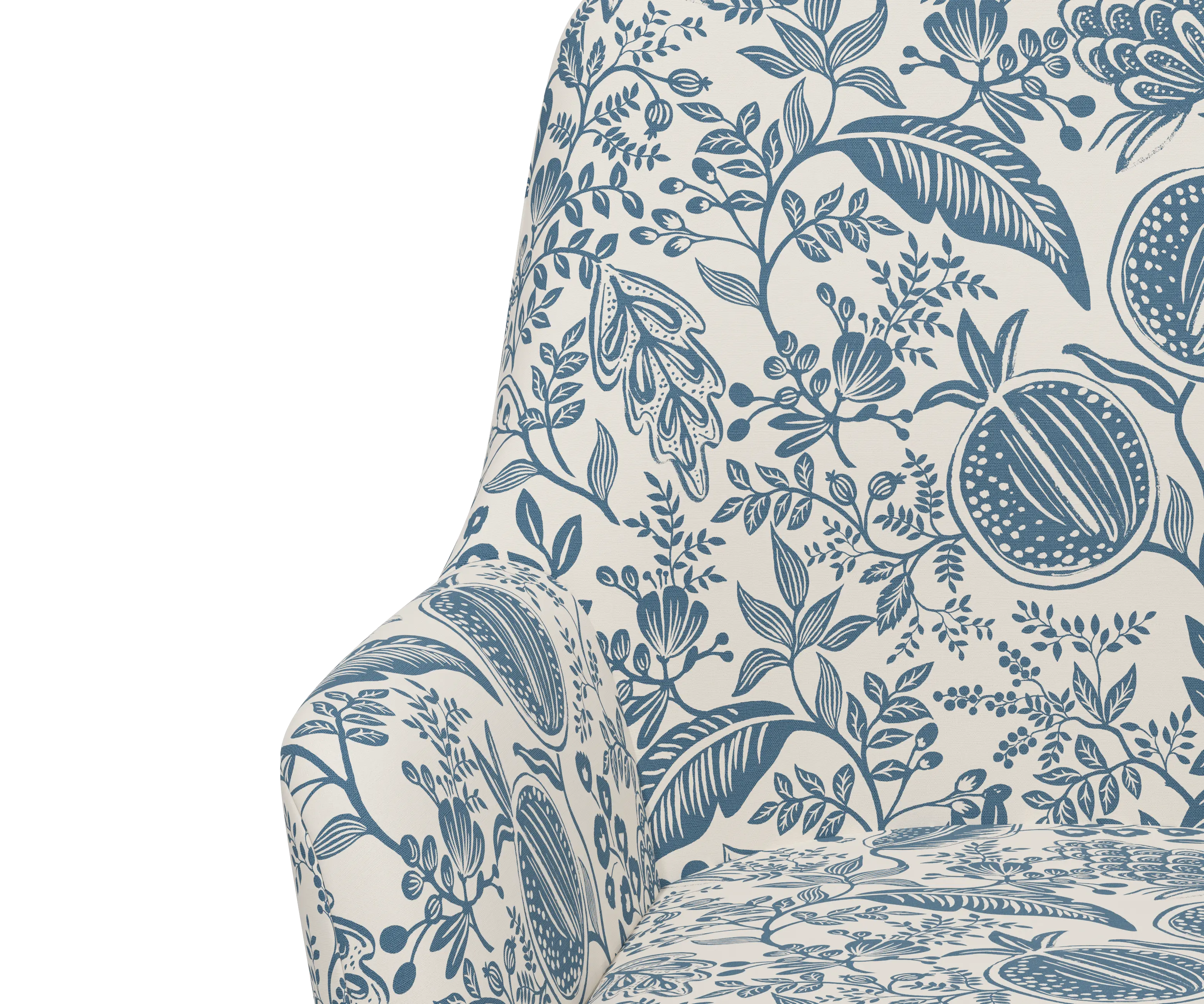 RPC78-9GLDRPCPMBLULCB Rifle Paper Co Yvette Pomegranate Blue Office Chair with Gold Base-5