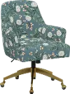 RPC78-9GLDRPCPNEMRLCB Rifle Paper Co Yvette Peonies Emerald Office Chair with Gold Base