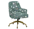 RPC78-9GLDRPCPNEMRLCB Rifle Paper Co Yvette Peonies Emerald Office Chair with Gold Base