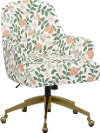 RPC78-9GLDRPCPRBLSCRMLCB Rifle Paper Co Yvette Primrose Blush and Cream Office Chair with Gold Base