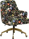 RPC78-9GLDRPCSTFLBLKLCB Rifle Paper Co Yvette Strawberry Fields Black Office Chair with Gold Base