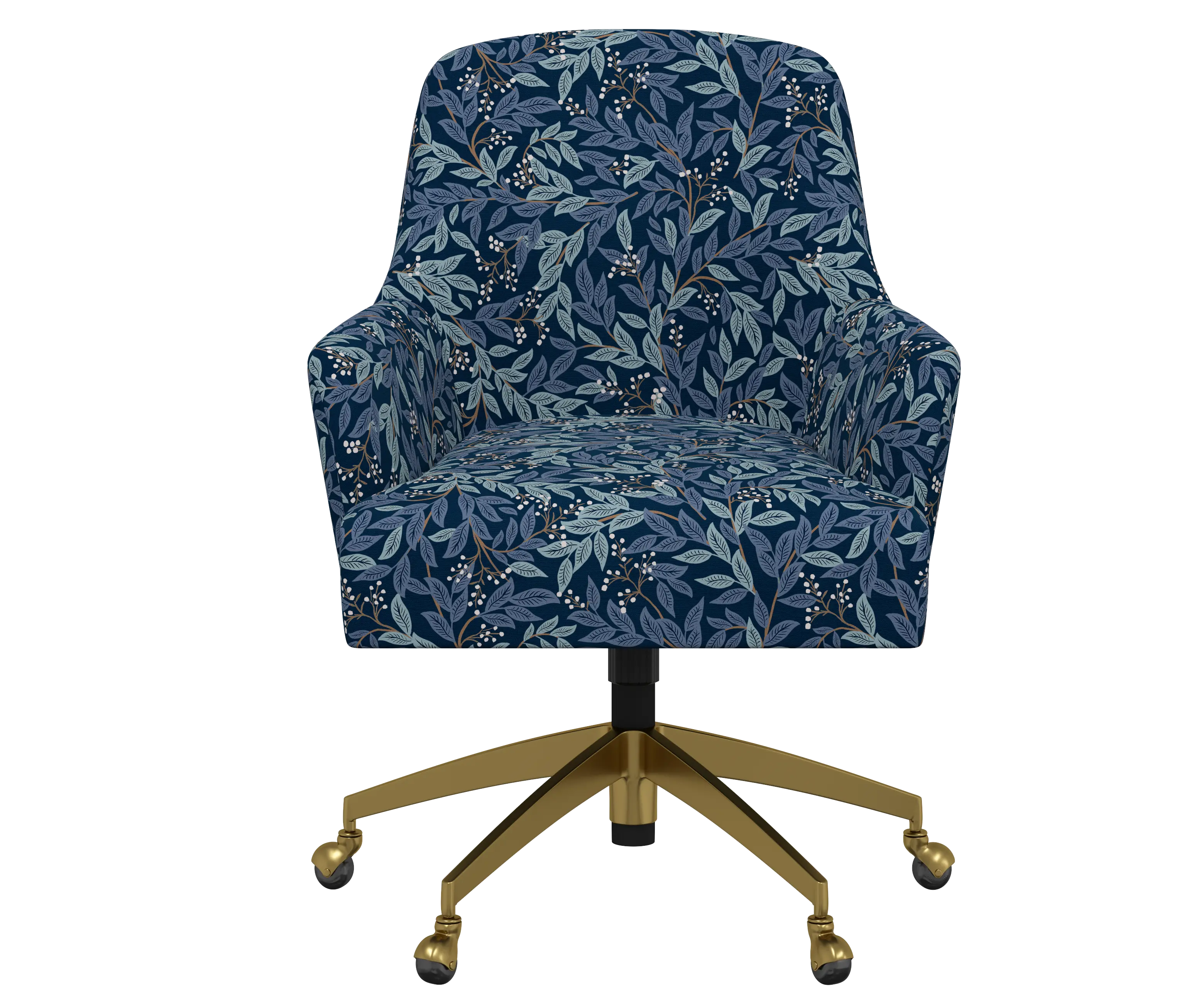 RPC78-9GLDRPCWLBNVLCB Rifle Paper Co Yvette Willowberry Navy Office Chair with Gold Base-1