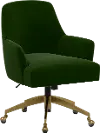 RPC78-9GLDTTNEMR Rifle Paper Co Yvette Titan Emerald Office Chair with Gold Base
