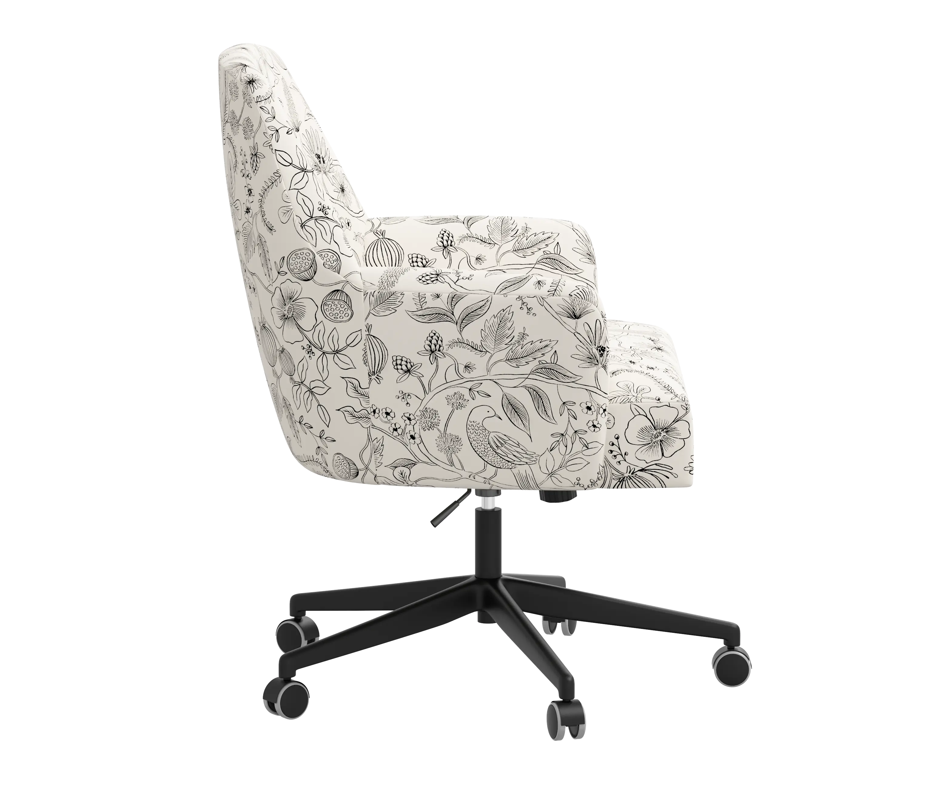 RPC78-9RPCAVBLKCRMLCB Rifle Paper Co Yvette Aviary Black and Cream Office Chair with Black Base-3