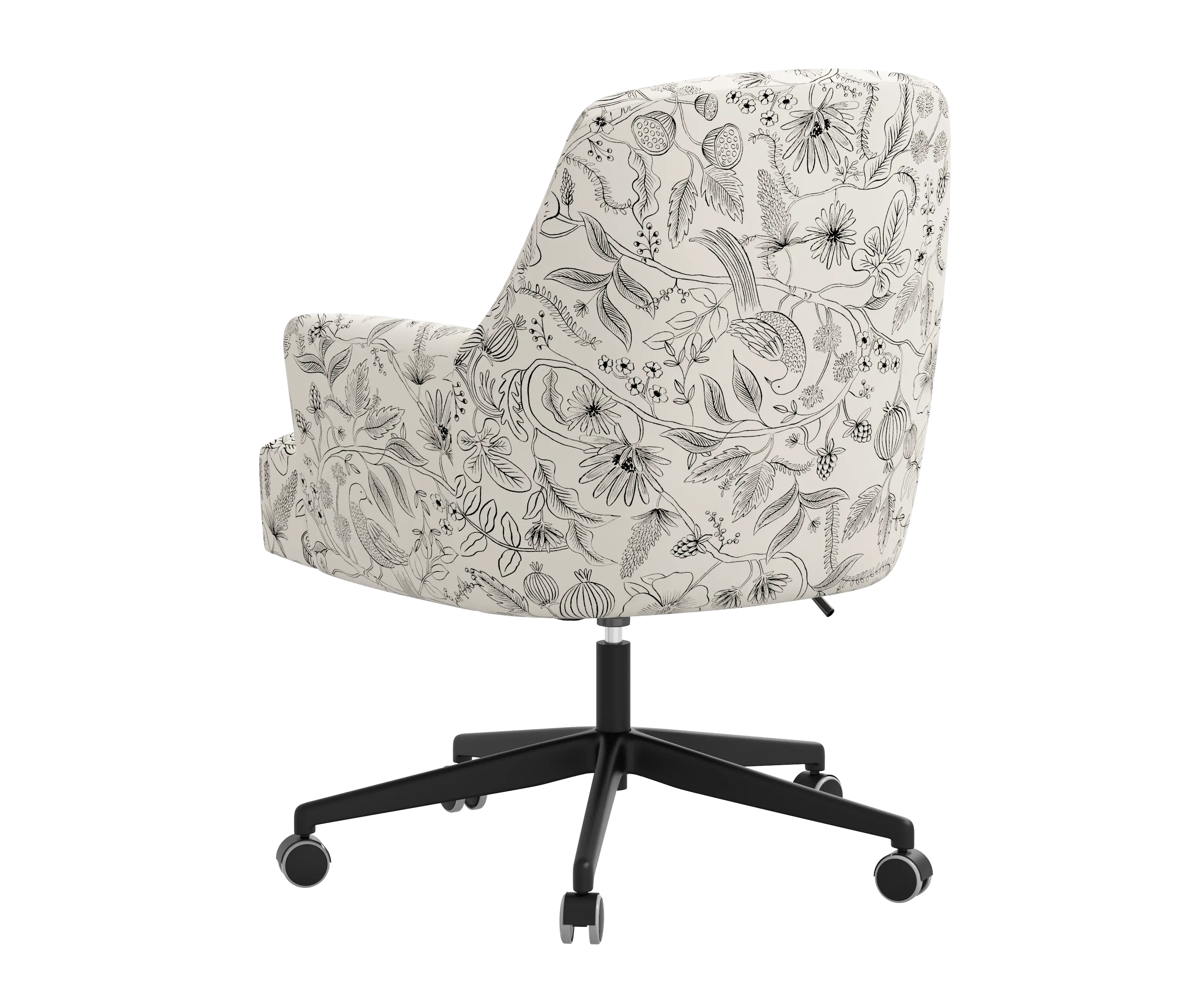 RPC78-9RPCAVBLKCRMLCB Rifle Paper Co Yvette Aviary Black and Cream Office Chair with Black Base-4