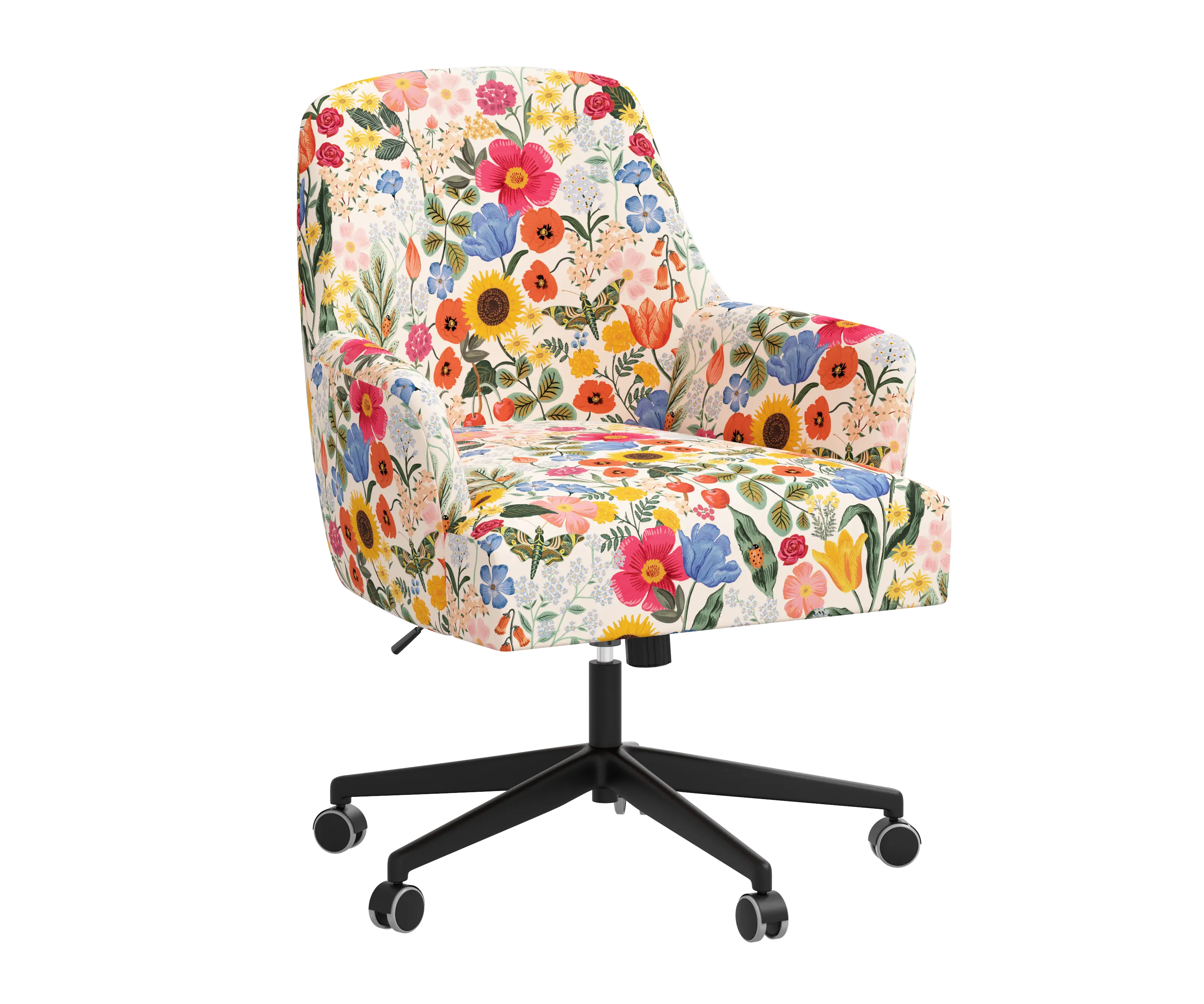 RPC78-9RPCBLSBLSLCB Rifle Paper Co Yvette Blossom Blush Office Chair with Black Base-2