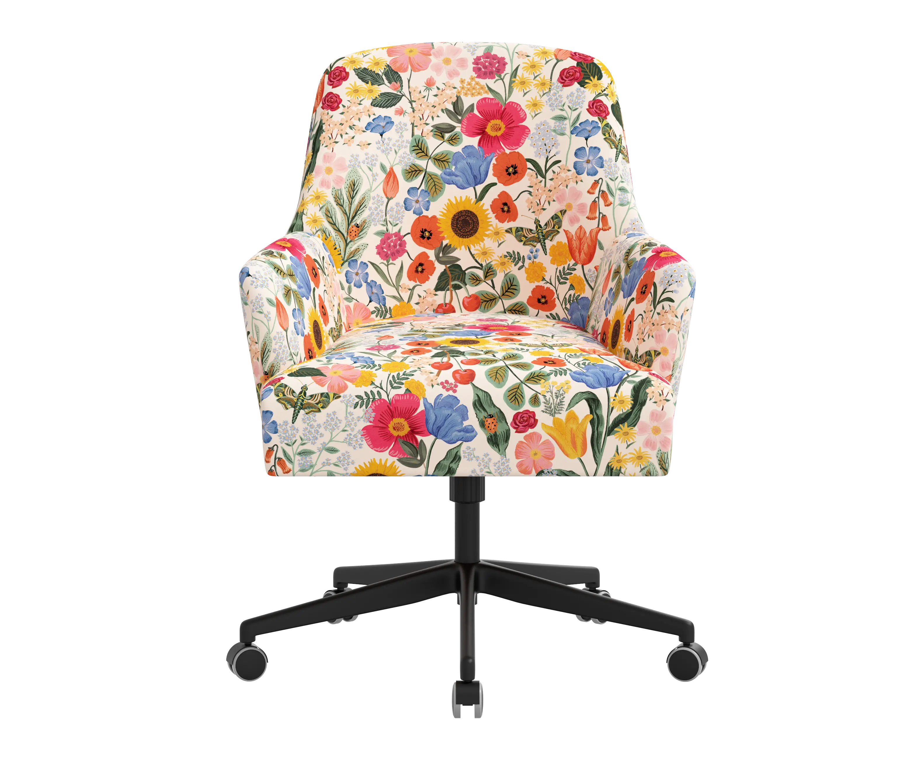 RPC78-9RPCBLSBLSLCB Rifle Paper Co Yvette Blossom Blush Office Chair with Black Base-1