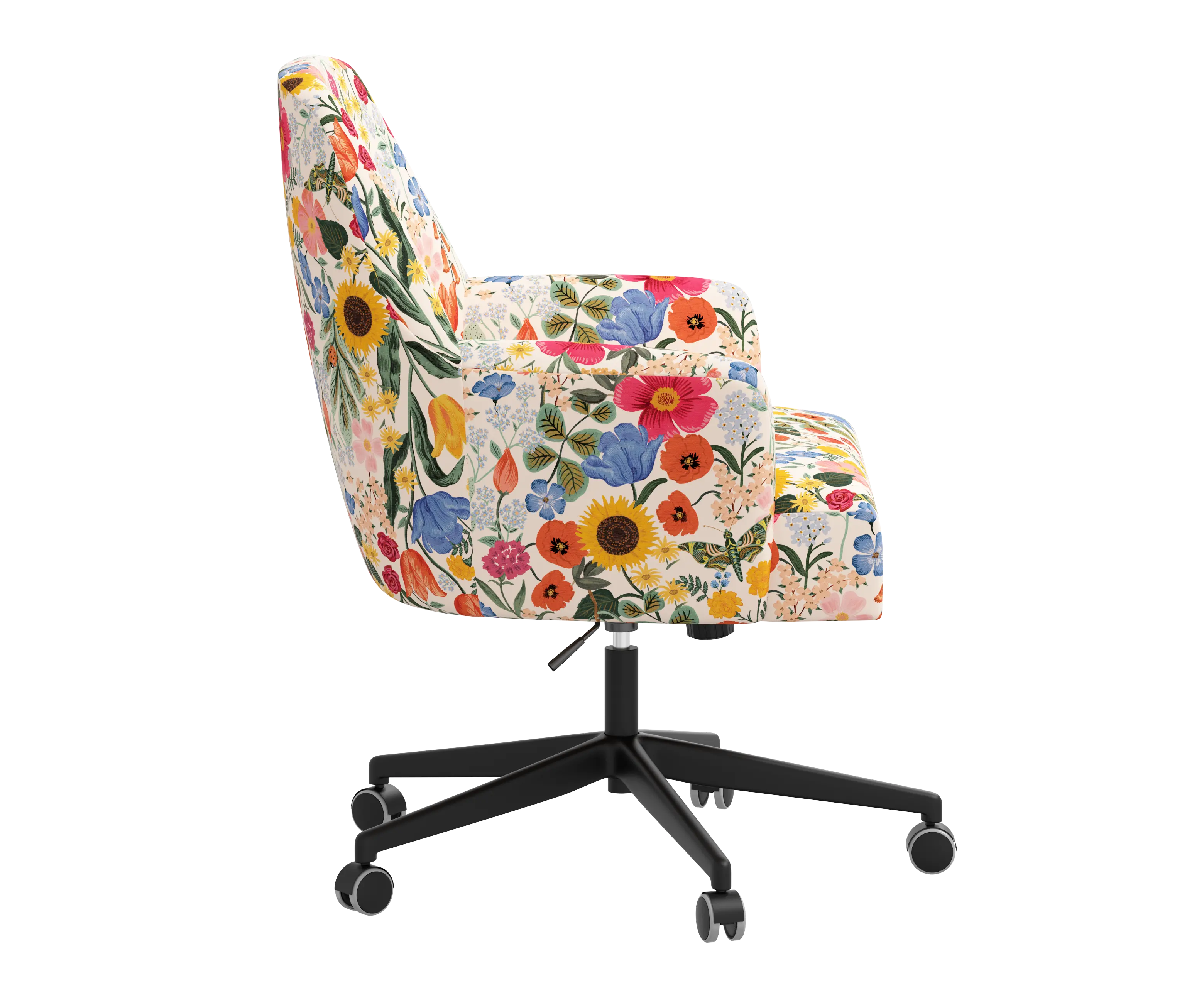RPC78-9RPCBLSBLSLCB Rifle Paper Co Yvette Blossom Blush Office Chair with Black Base-3