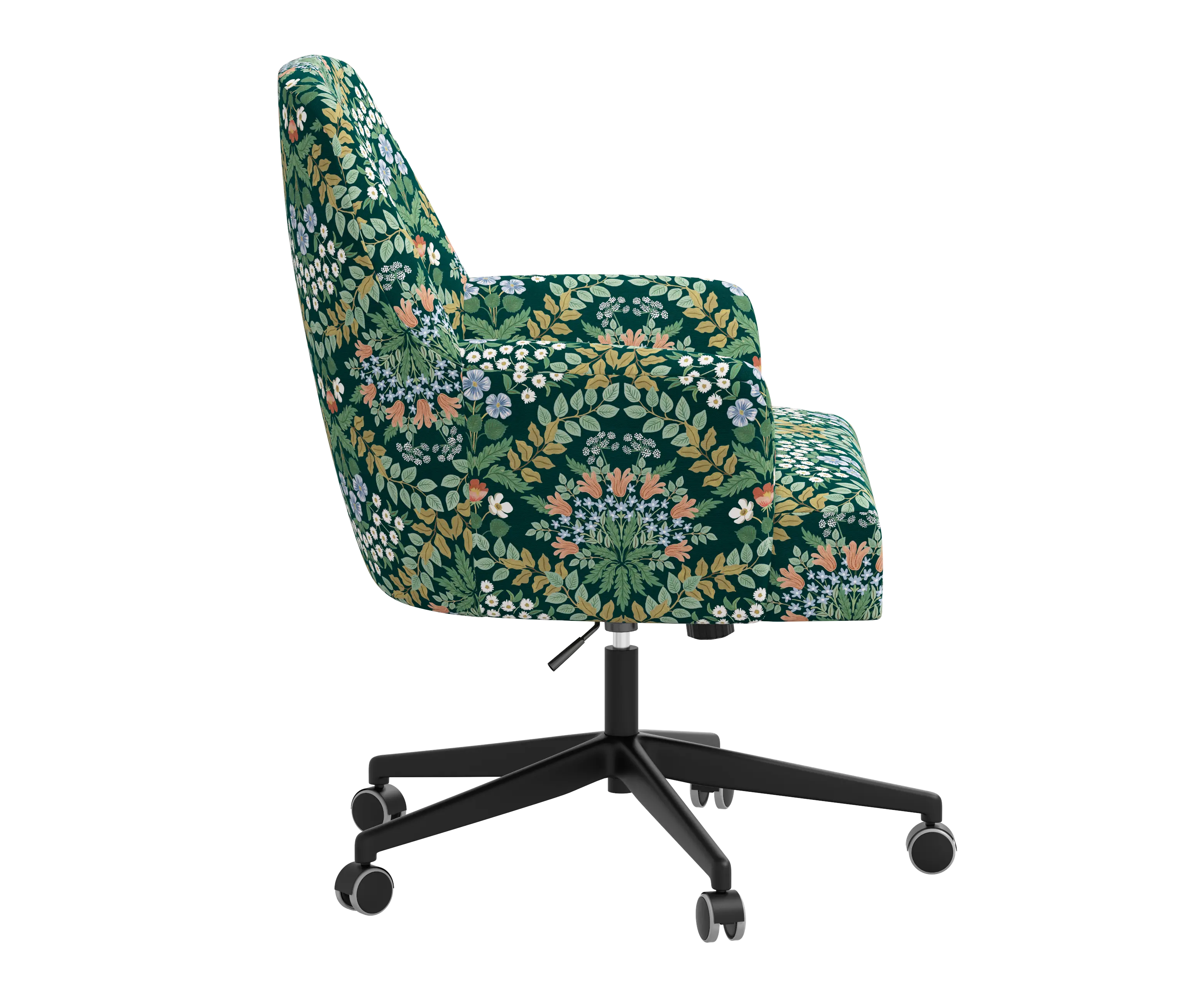 RPC78-9RPCBREMRLCB Rifle Paper Co Yvette Bramble Emerald Office Chair with Black Base-3
