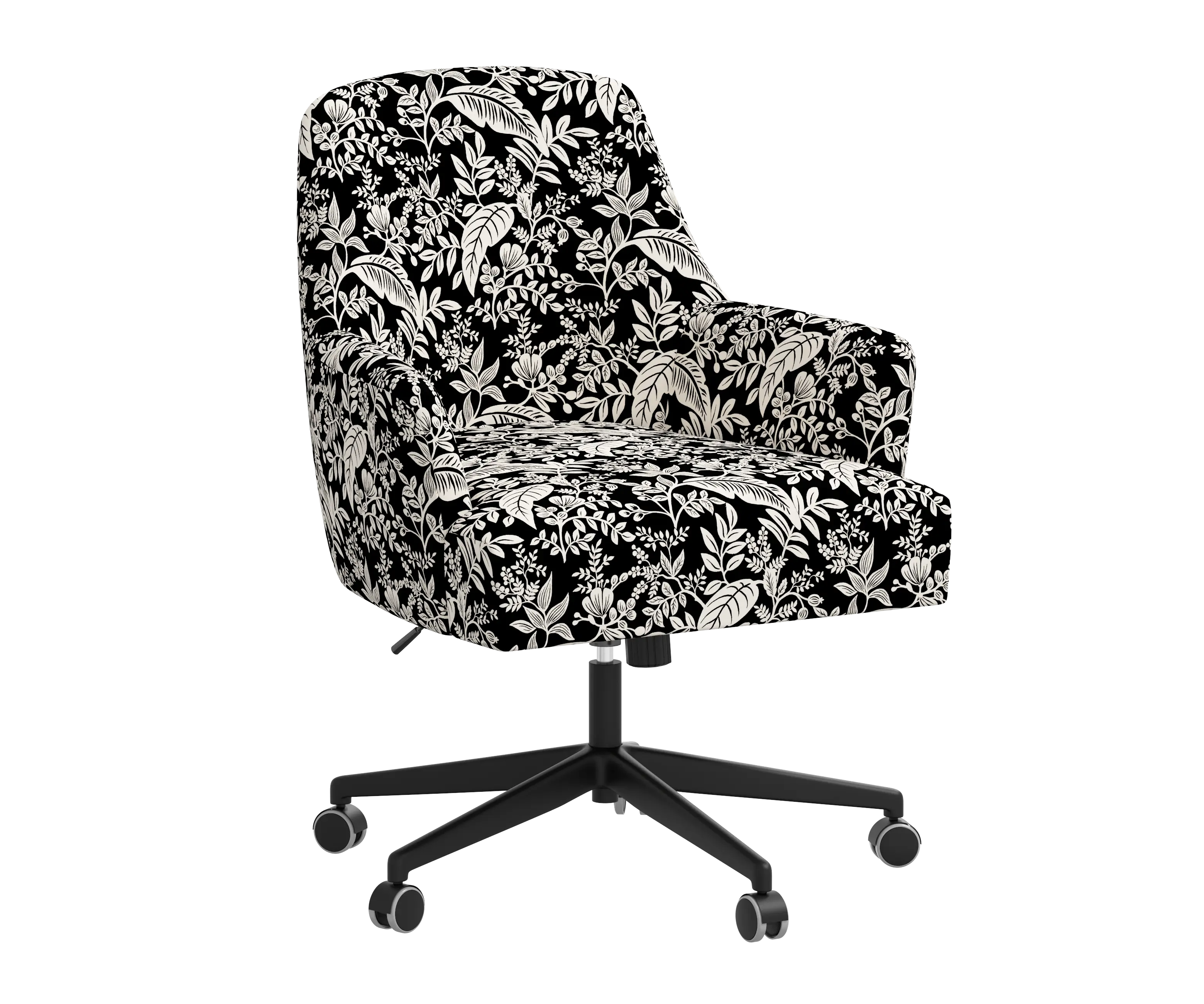 RPC78-9RPCCNBLCRMLCB Rifle Paper Co Yvette Canopy Black and Cream Office Chair with Black Base-2