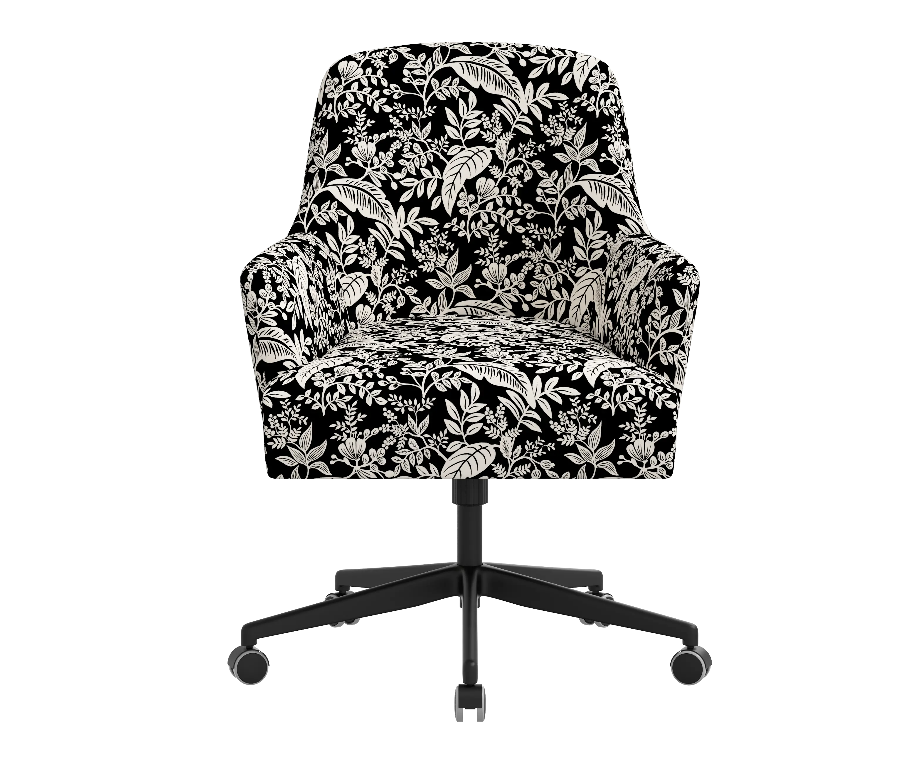 RPC78-9RPCCNBLCRMLCB Rifle Paper Co Yvette Canopy Black and Cream Office Chair with Black Base-1