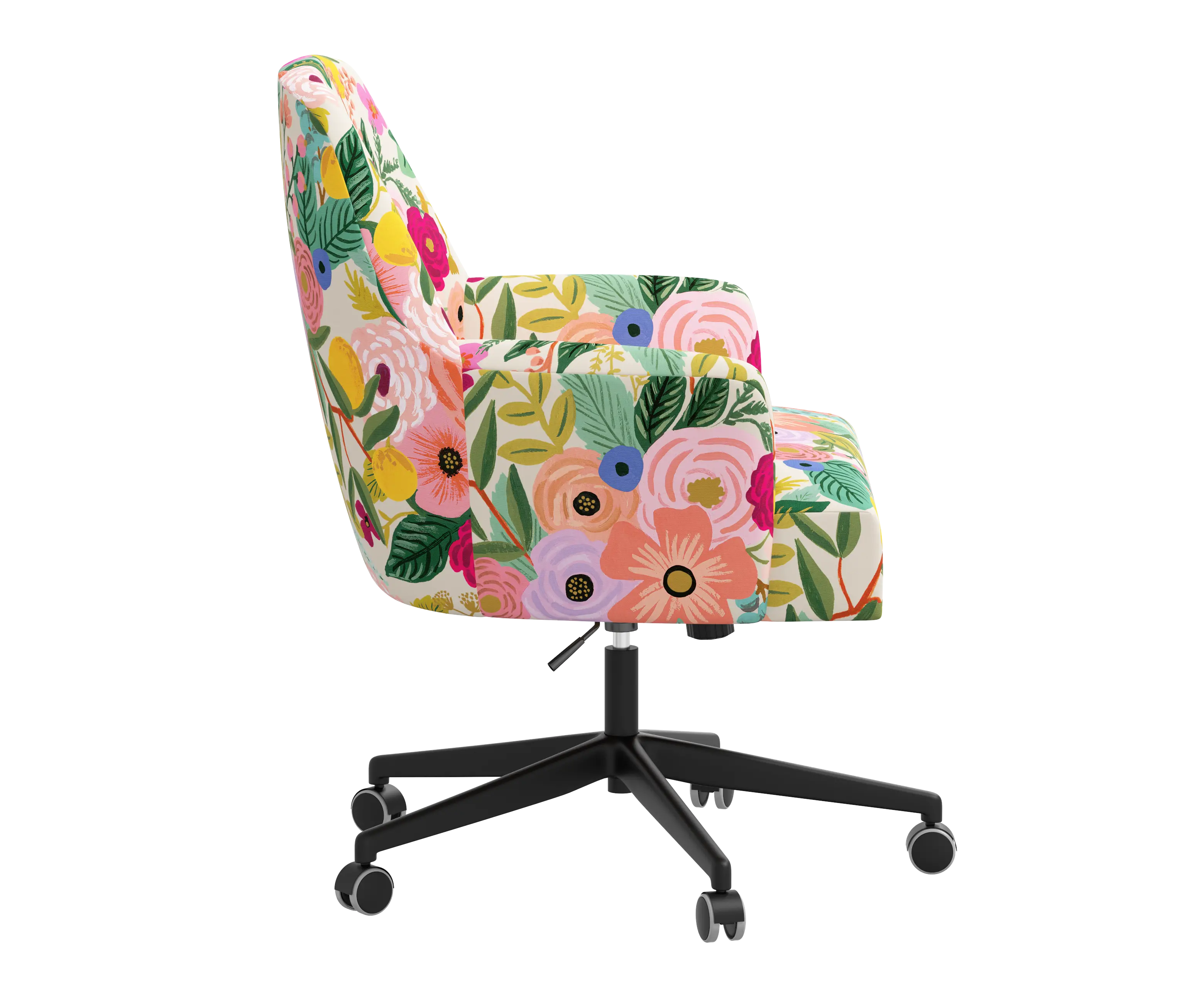 RPC78-9RPCGRPRTLCB Rifle Paper Co Yvette Garden Party Pink Office Chair with Black Base-3