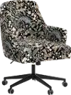 RPC78-9RPCPCBLKLCB Rifle Paper Co Yvette Peacock Black Office Chair with Black Base