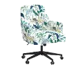RPC78-9RPCPCBLWHLCB Rifle Paper Co Yvette Peacock Blue and White Office Chair with Black Base